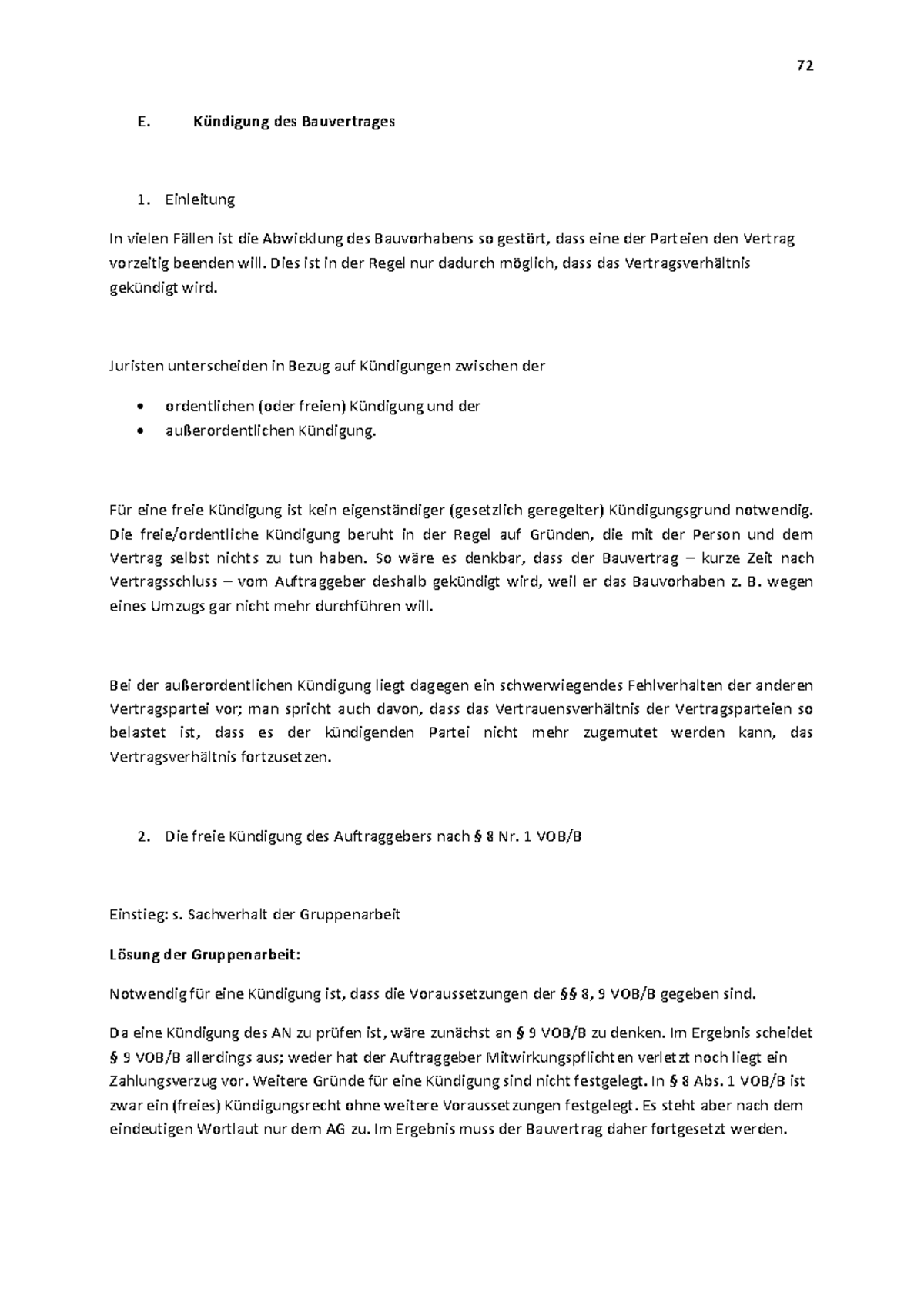 Kündigung Eines Bauvertrages