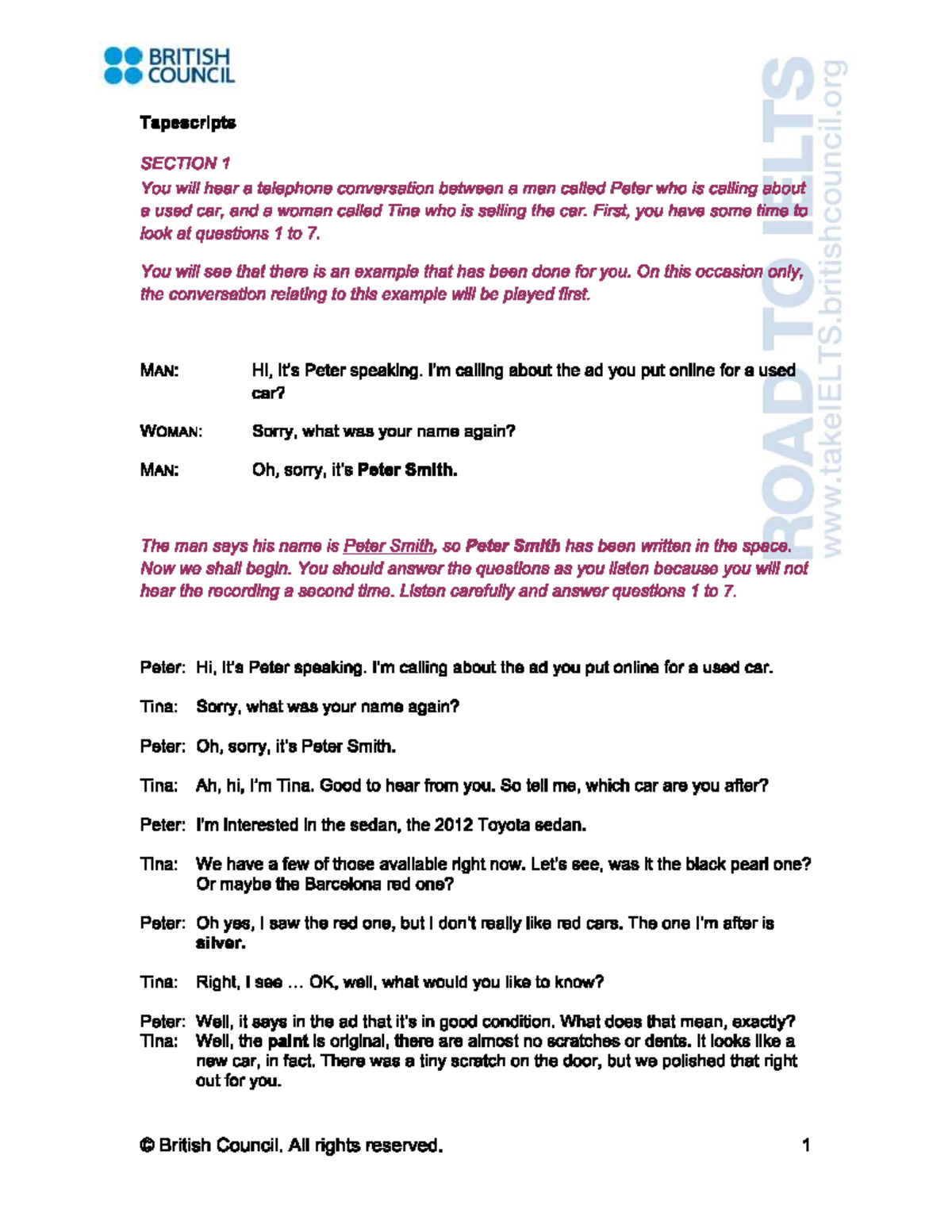 Test 4 Listening Audioscripts & Key - IELTS Preparation - Studocu