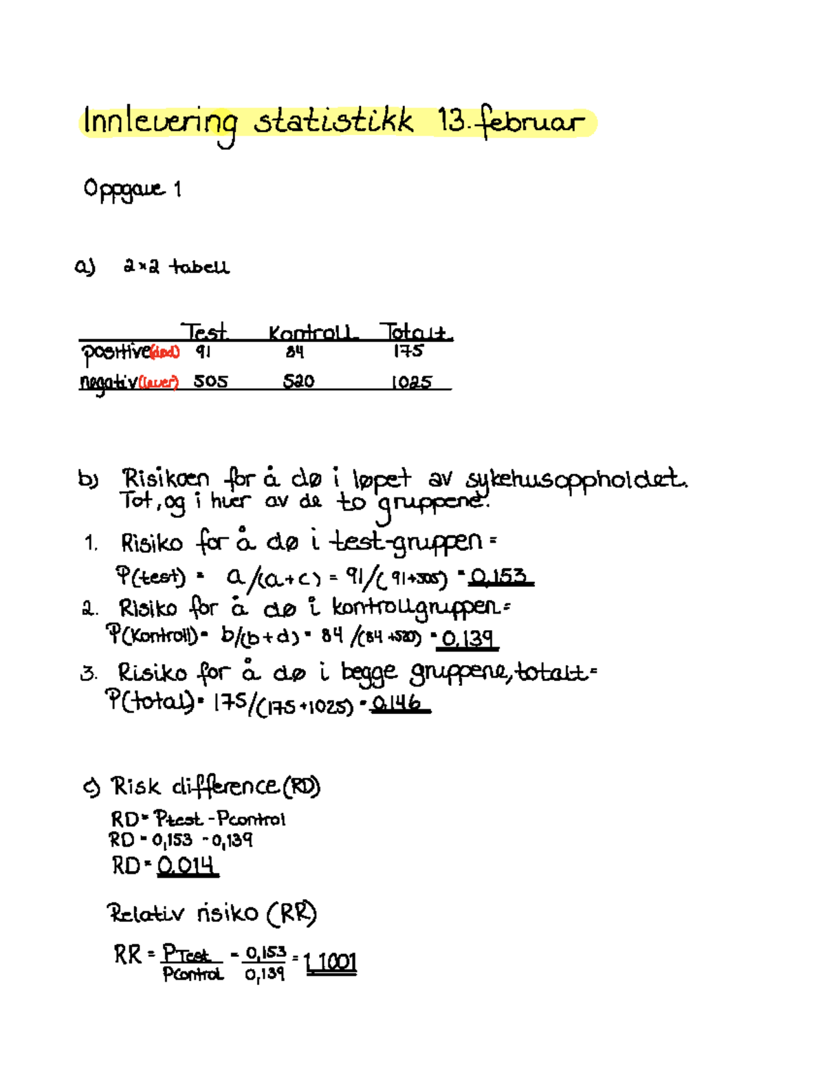 Statistikk 13 - Oppgaver, Risikoer og Analyse - Studocu