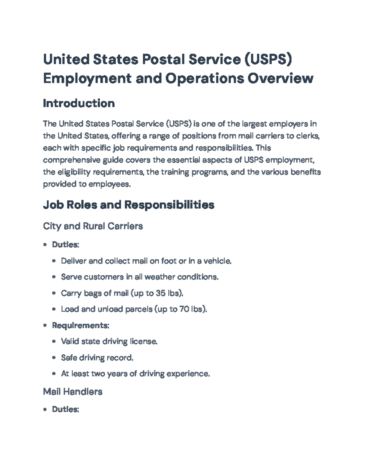 USPS Employment Overview: Job Roles, Benefits, and Training Programs ...