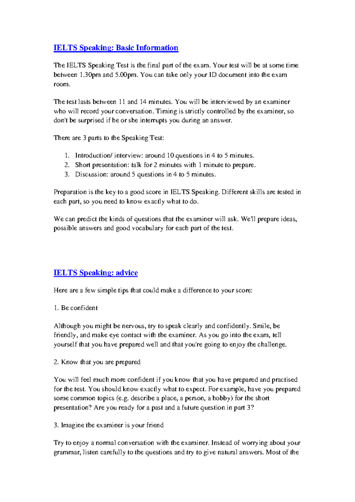 IELTS Speaking: Strategies and Tips for Success Part 1-3 - Studocu