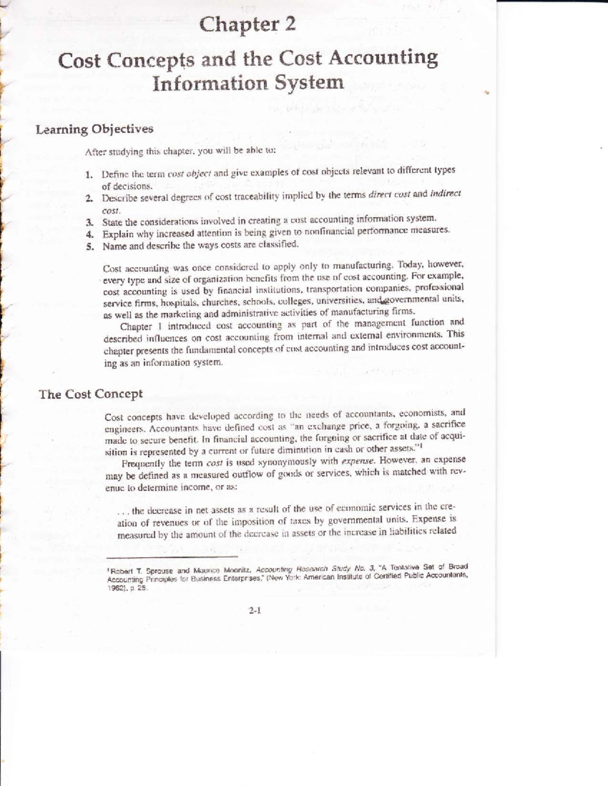 Chapter 2: Cost Concepts and the Cost Accounting Information System ...