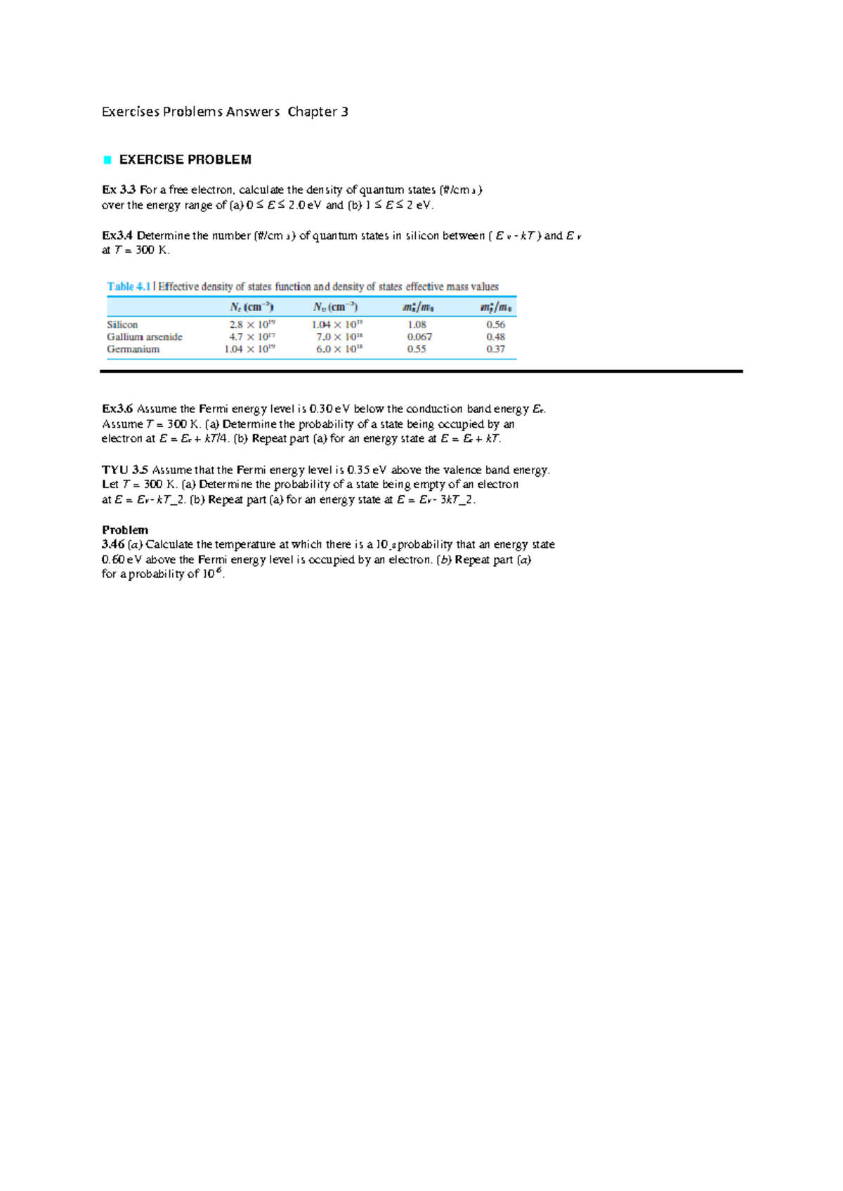 Exercises Ch3 - excercise with solutions - Exercises Problems Answers ...