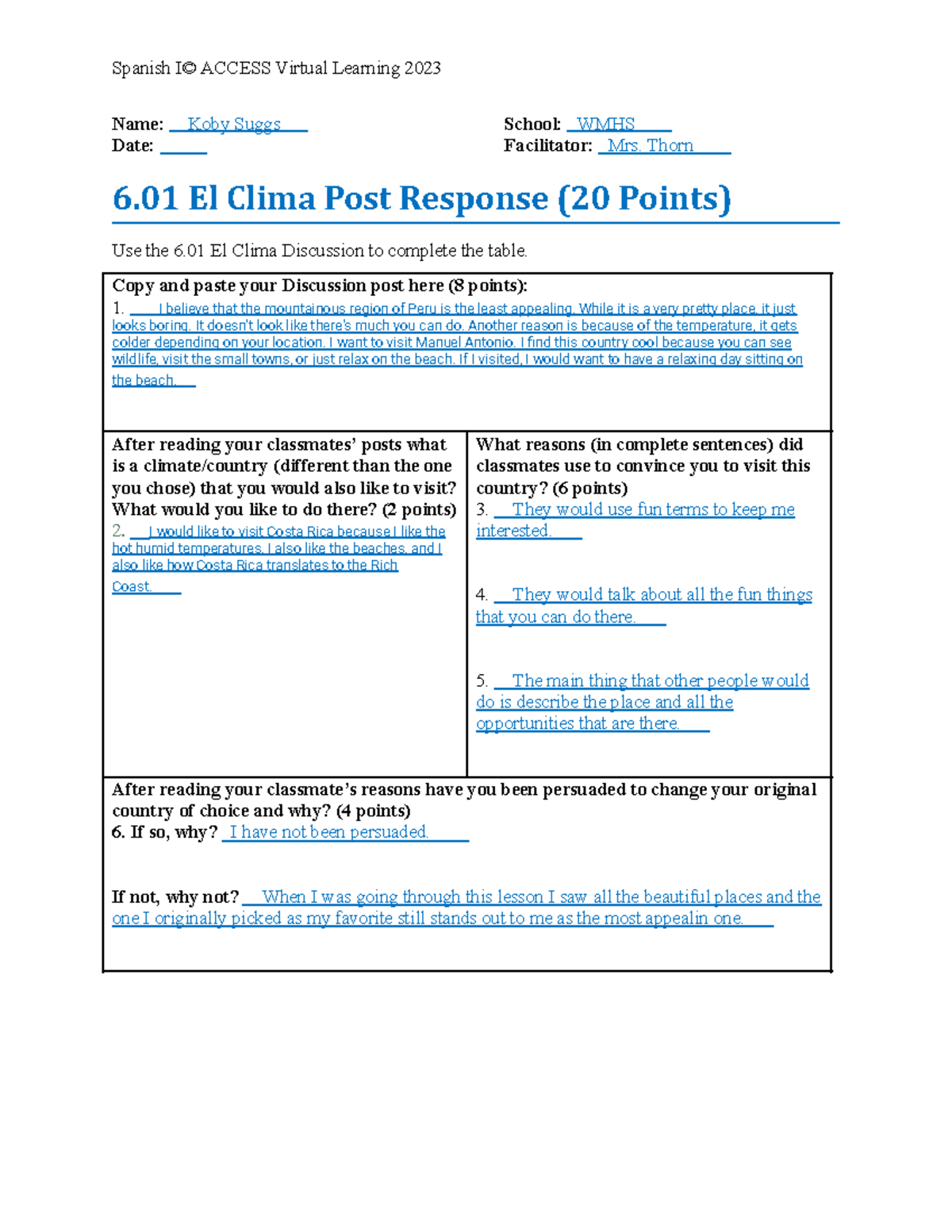 06-01 task - This is an assignment - Spanish I© ACCESS Virtual Learning ...