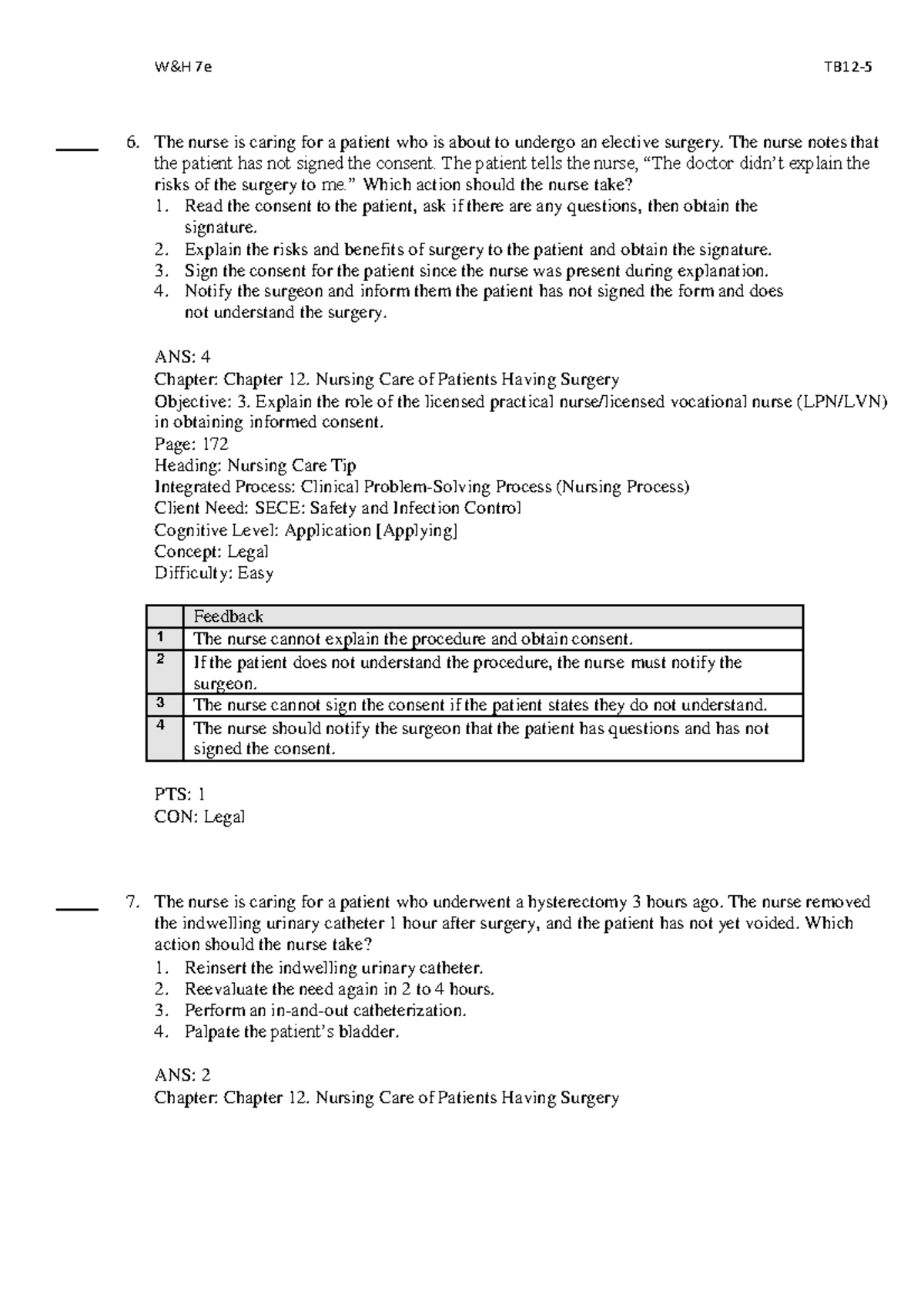 Nursing Care of Patients Having Surgery (NUR 2241) - Chapter 12 Notes ...