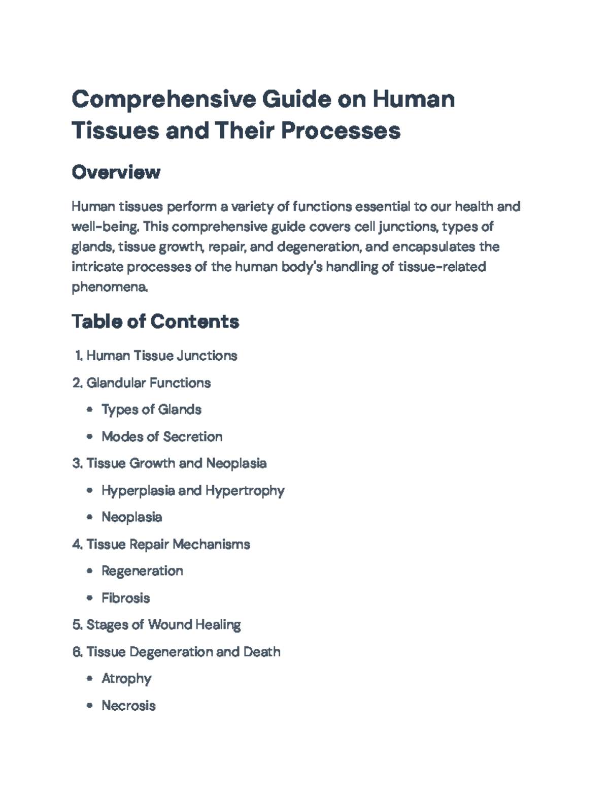 Comprehensive Guide to Human Tissues: Functions & Healing Processes ...