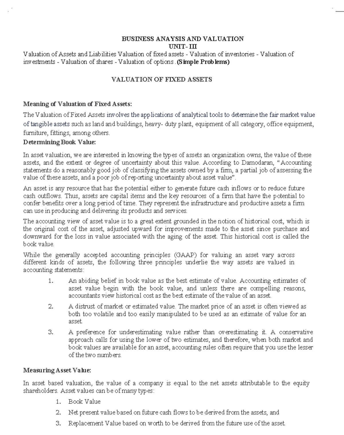 Business Valuation Tutorials - III: Analyzing Assets & Liabilities ...