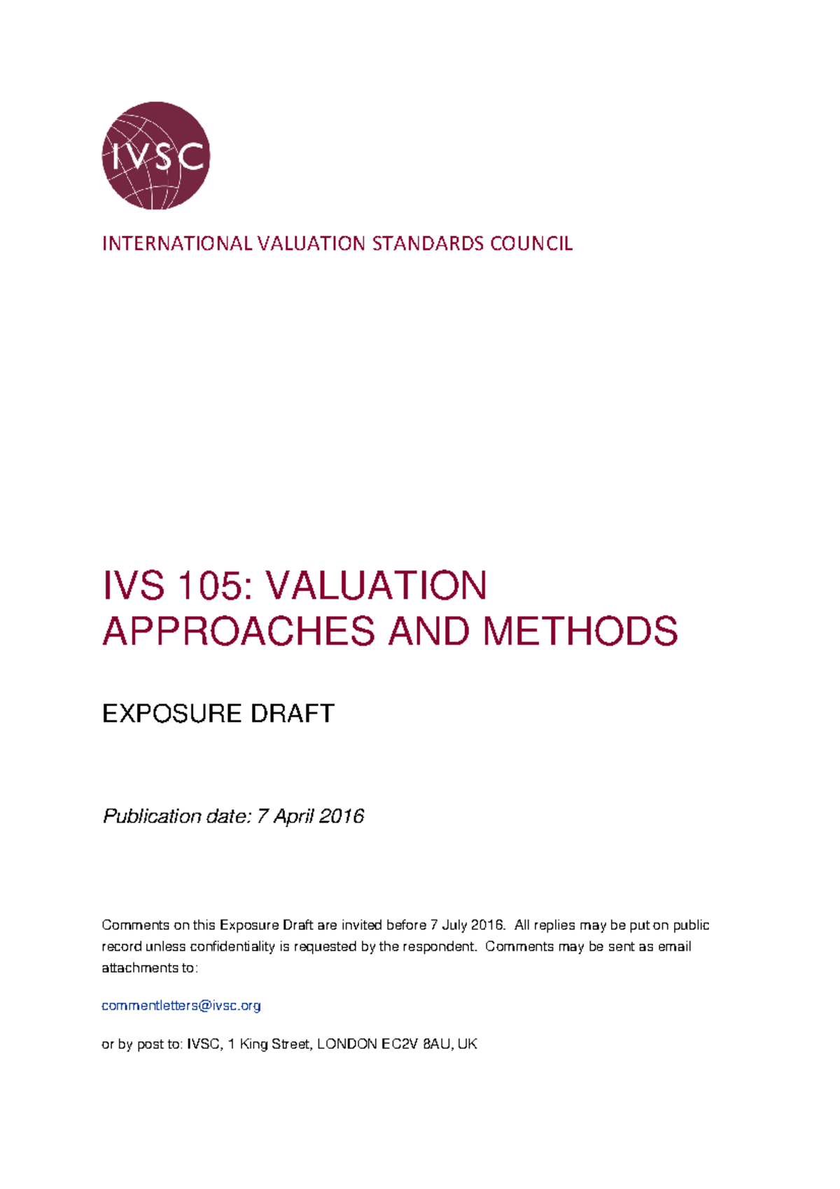 IVS+105+Valuation+Approaches+and+Methods+Review+2023 - Studocu