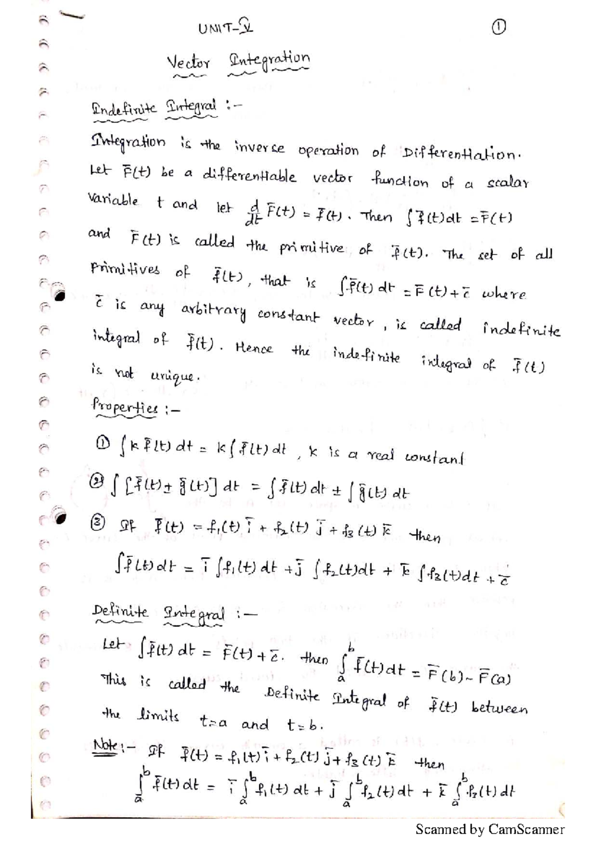 M-II Unit-V: Vector Integration Concepts and Applications - Studocu