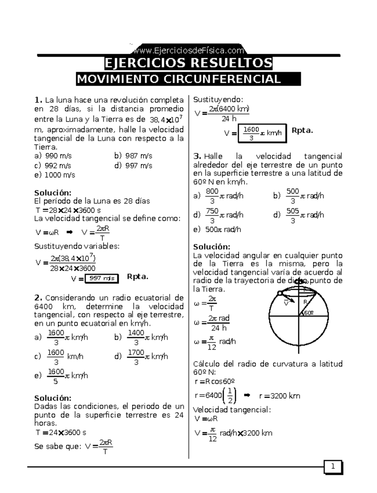 MCU y MCUV Ejercicios Resueltos movimiento circular uniforme y mcuv ...