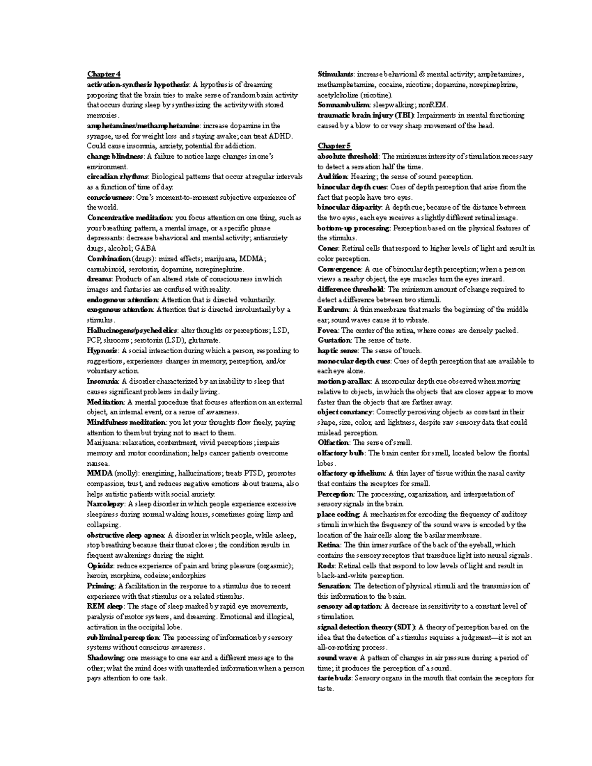 Psych 101 Quiz 2 Study Guide: Key Concepts and Definitions - Studocu