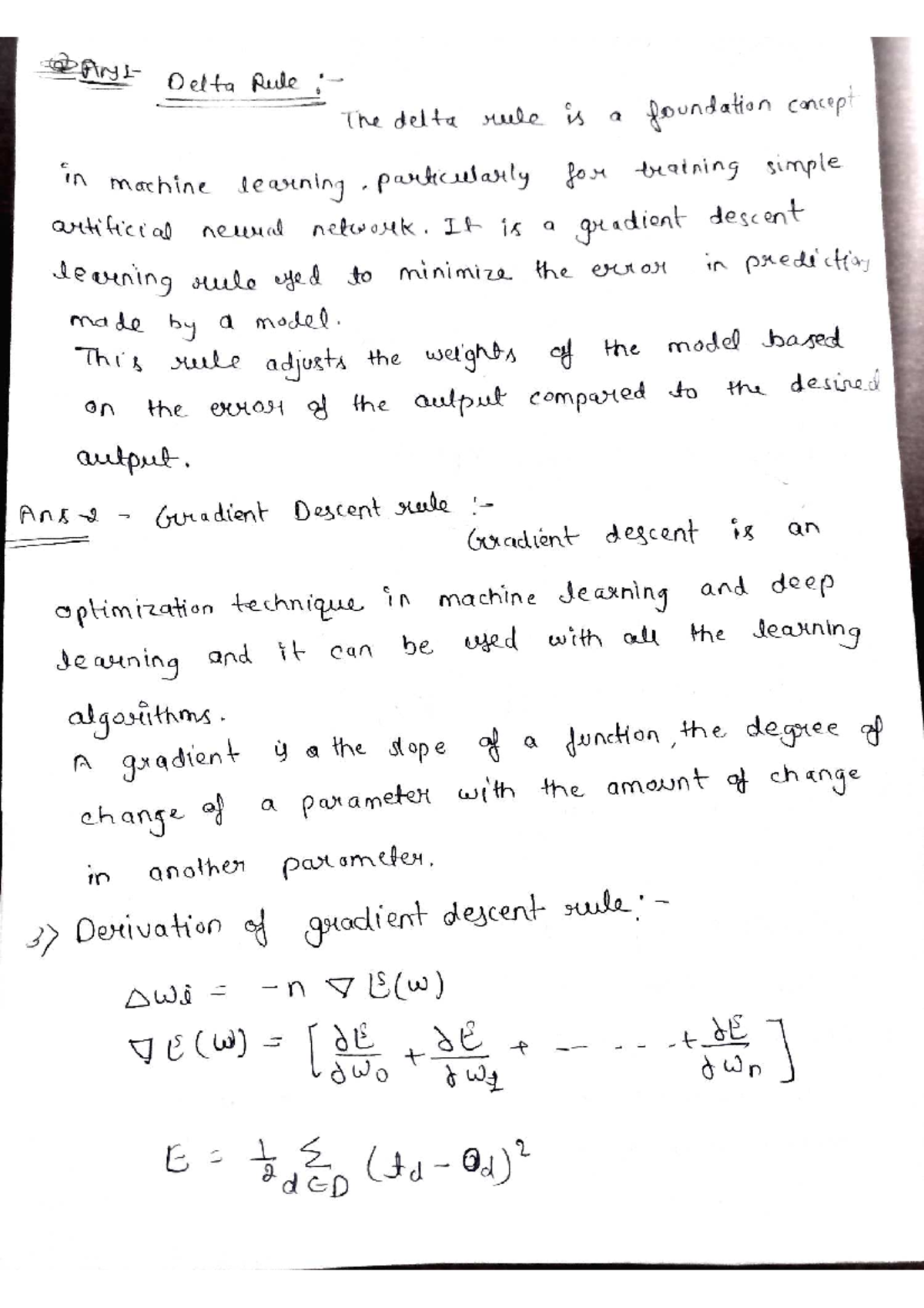 ML assign - Usey - at Delta Rule The delta rule is a foundation concept ...
