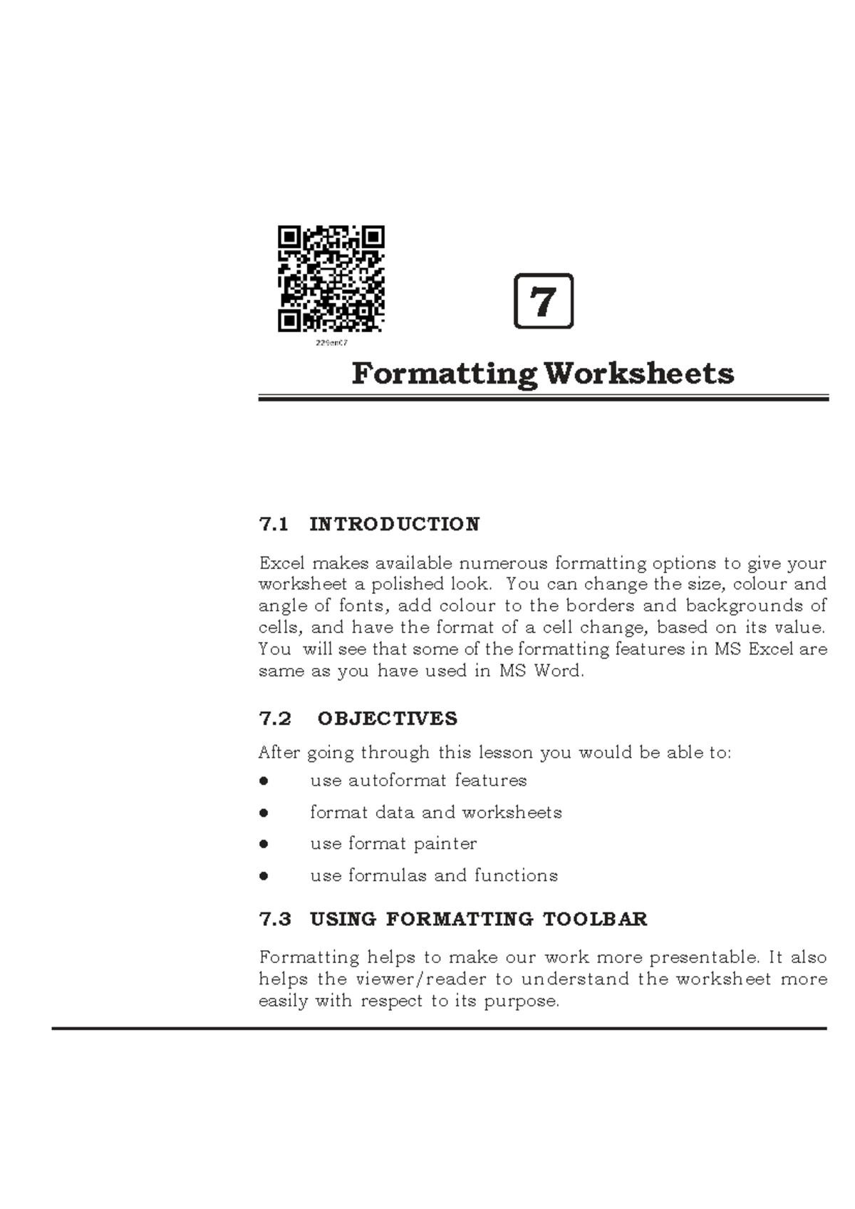 Lesson 7: Formatting Worksheets in Excel 140 - Studocu