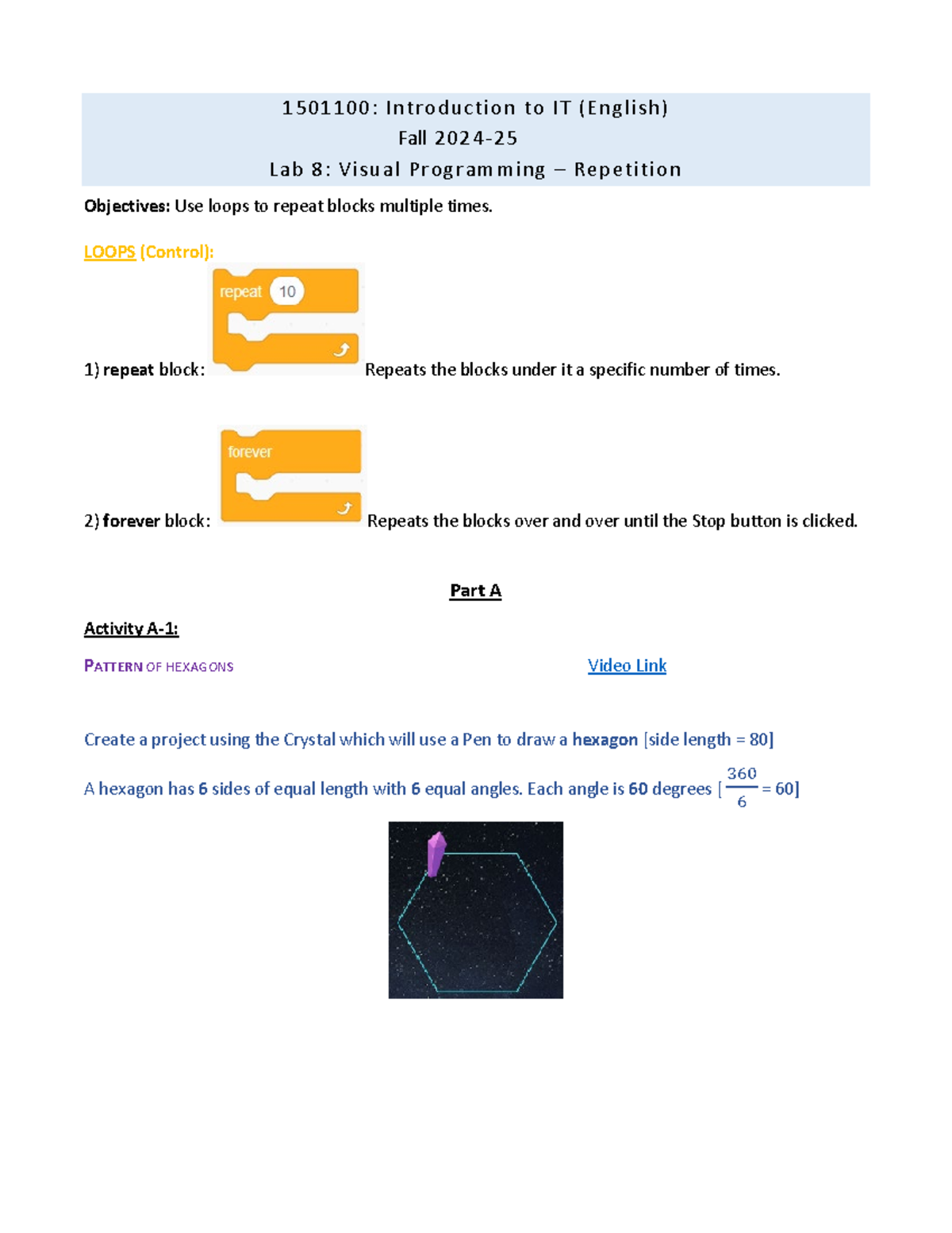 1501100: IT Lab 8 - Visual Programming with Loops (Fall 2024) - Studocu