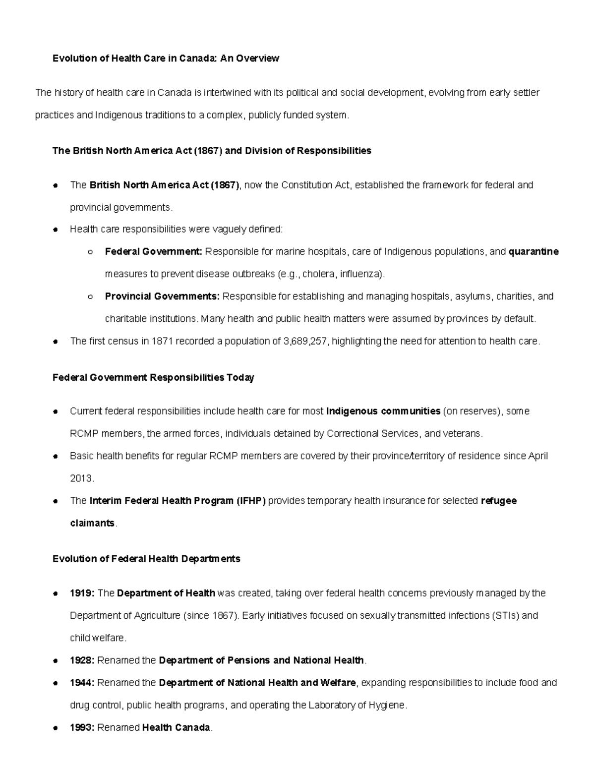 Chapter 1: Evolution of Health Care Delivery in Canada (HCS 101) - Studocu