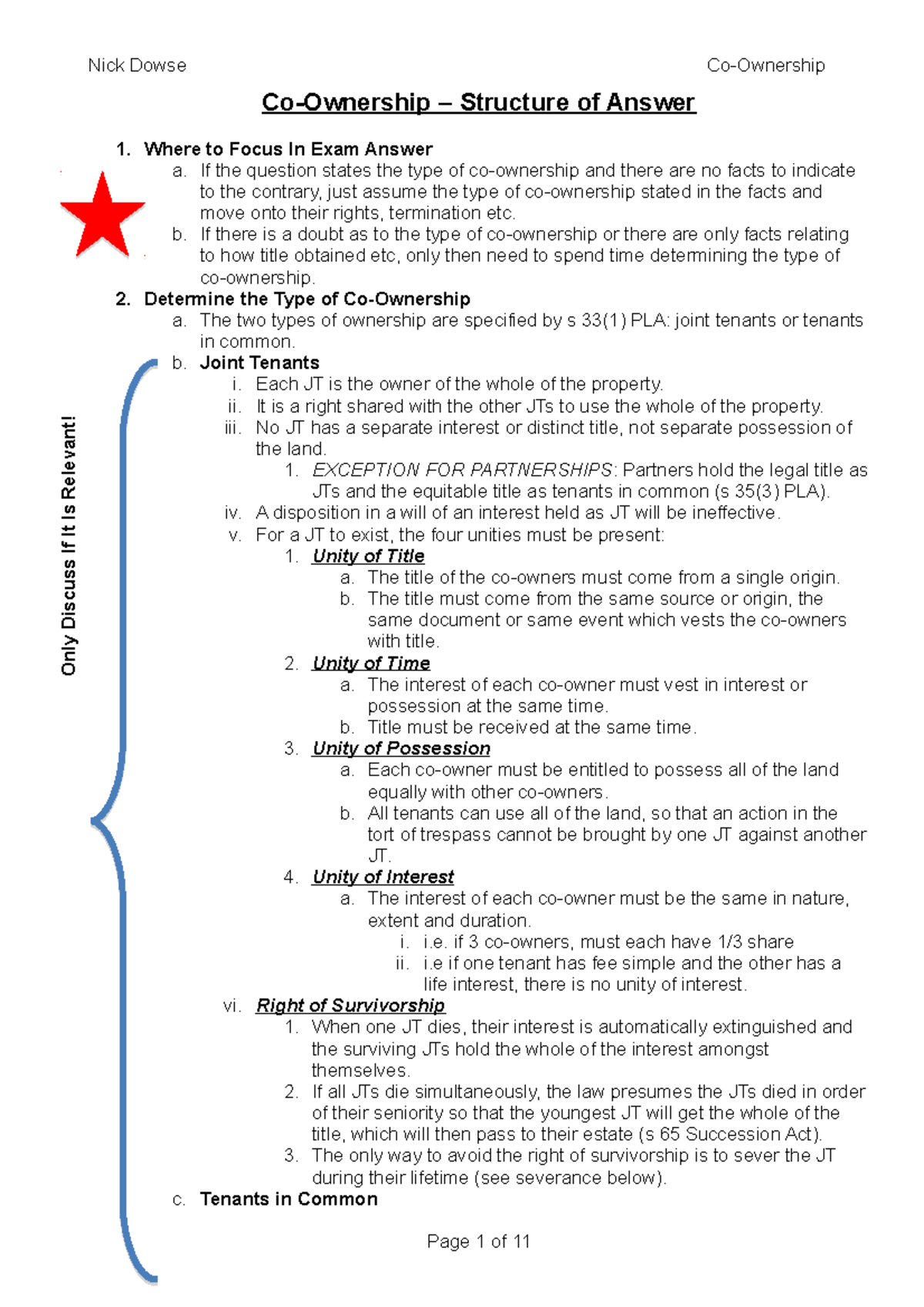 Co-Ownership - Co-Ownership - Co-Ownership – Structure of Answer 1 ...