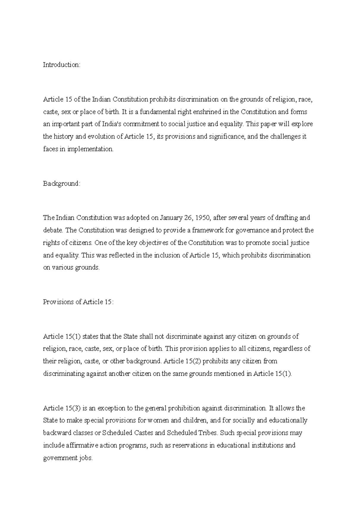 Art 15 - Introduction: Article 15 of the Indian Constitution prohibits ...