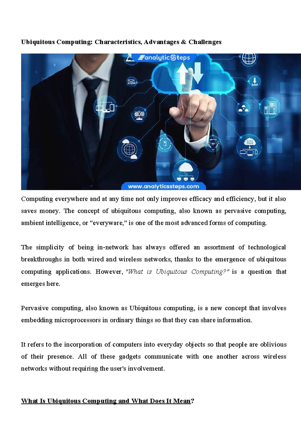 Ubiquitous Computing - The concept of ubiquitous computing, also known ...