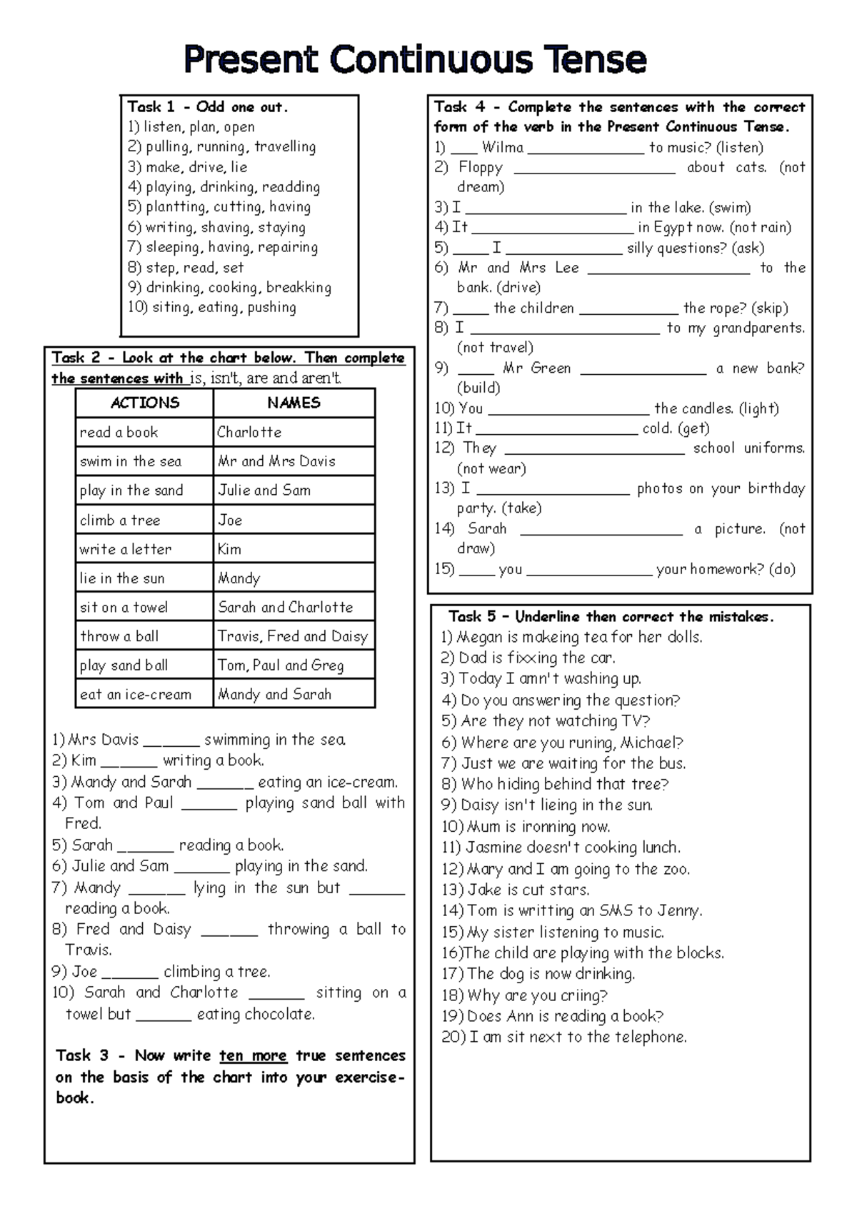 Ficha Ingles 6 Ano: Present Continuous Exercises and Corrections - Studocu