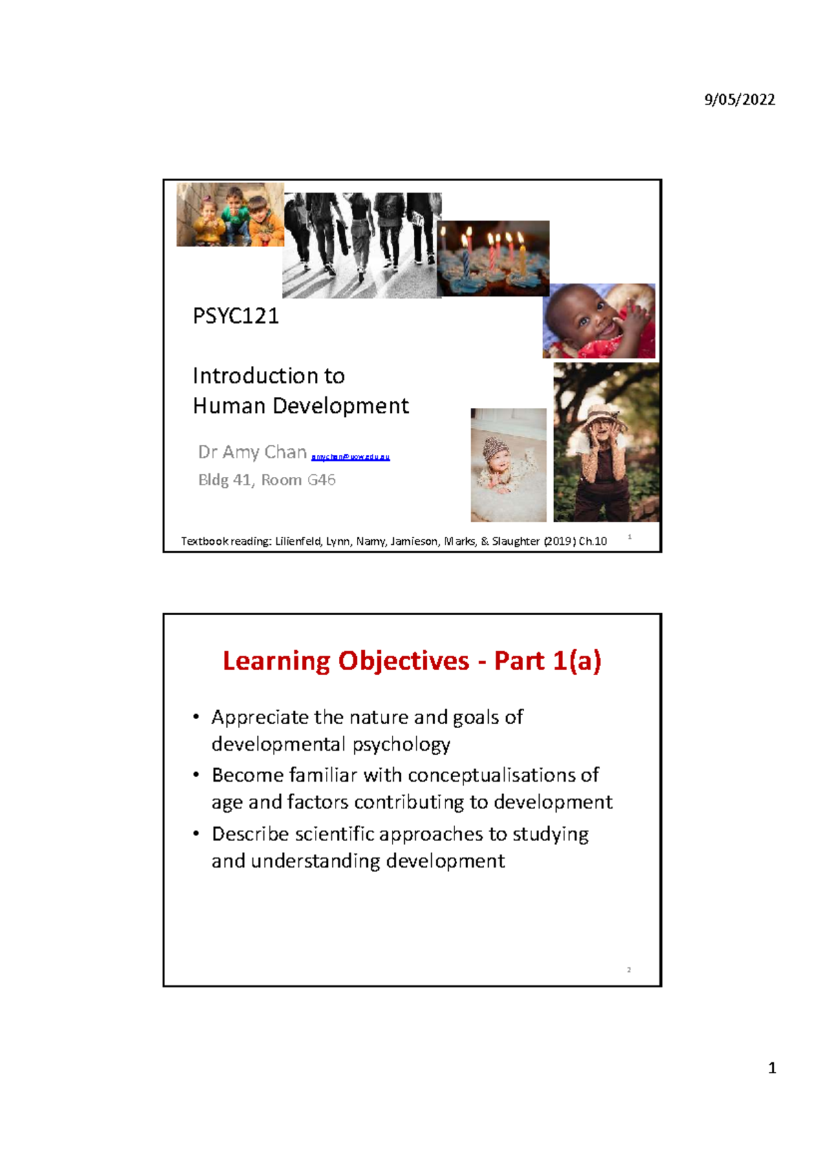PSYC121 Lecture Notes: Introduction to Human Development - Studocu