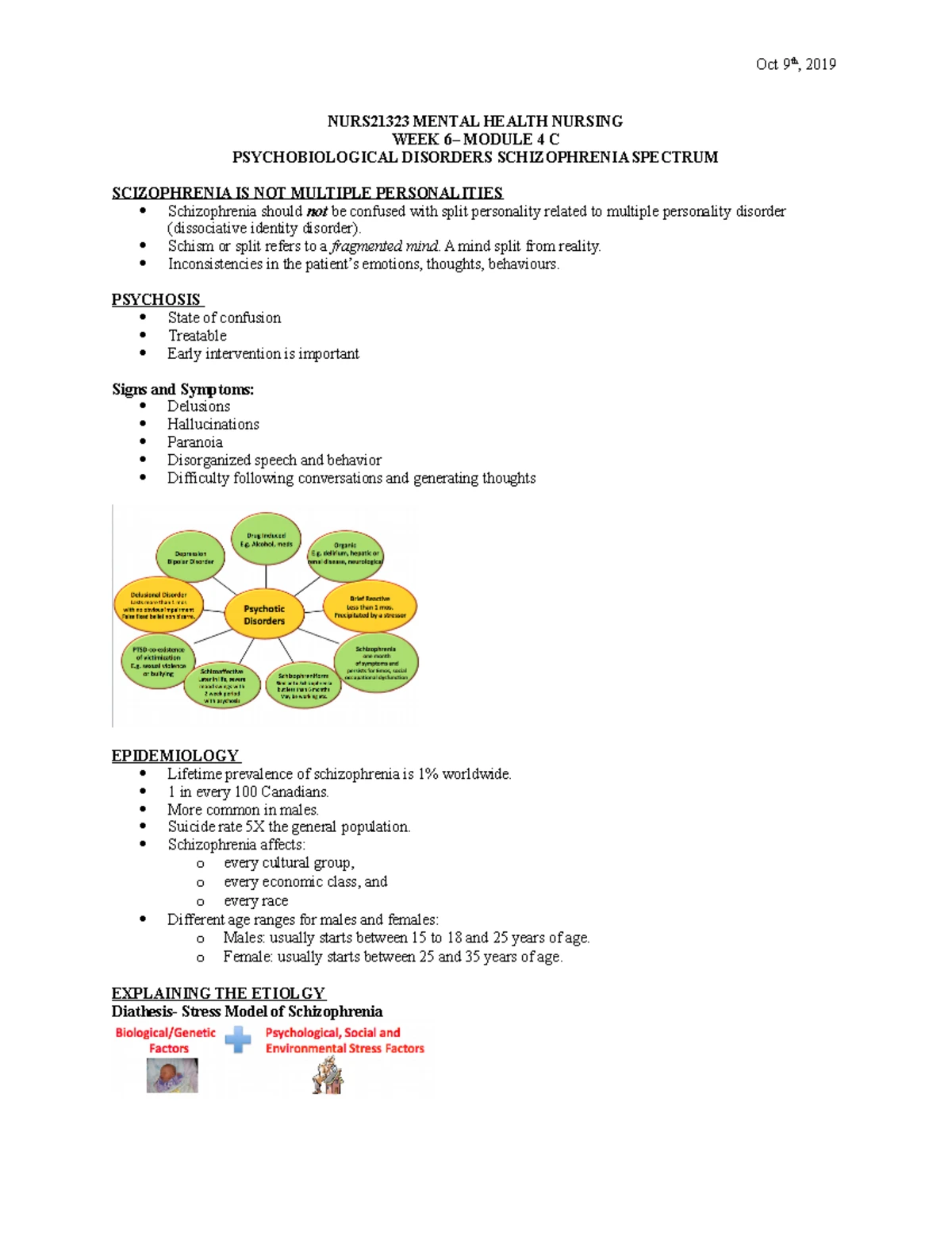 NURS21323- WEEK 4 - Lecture notes 4 - NURS21323 MENTAL HEALTH NURSING ...