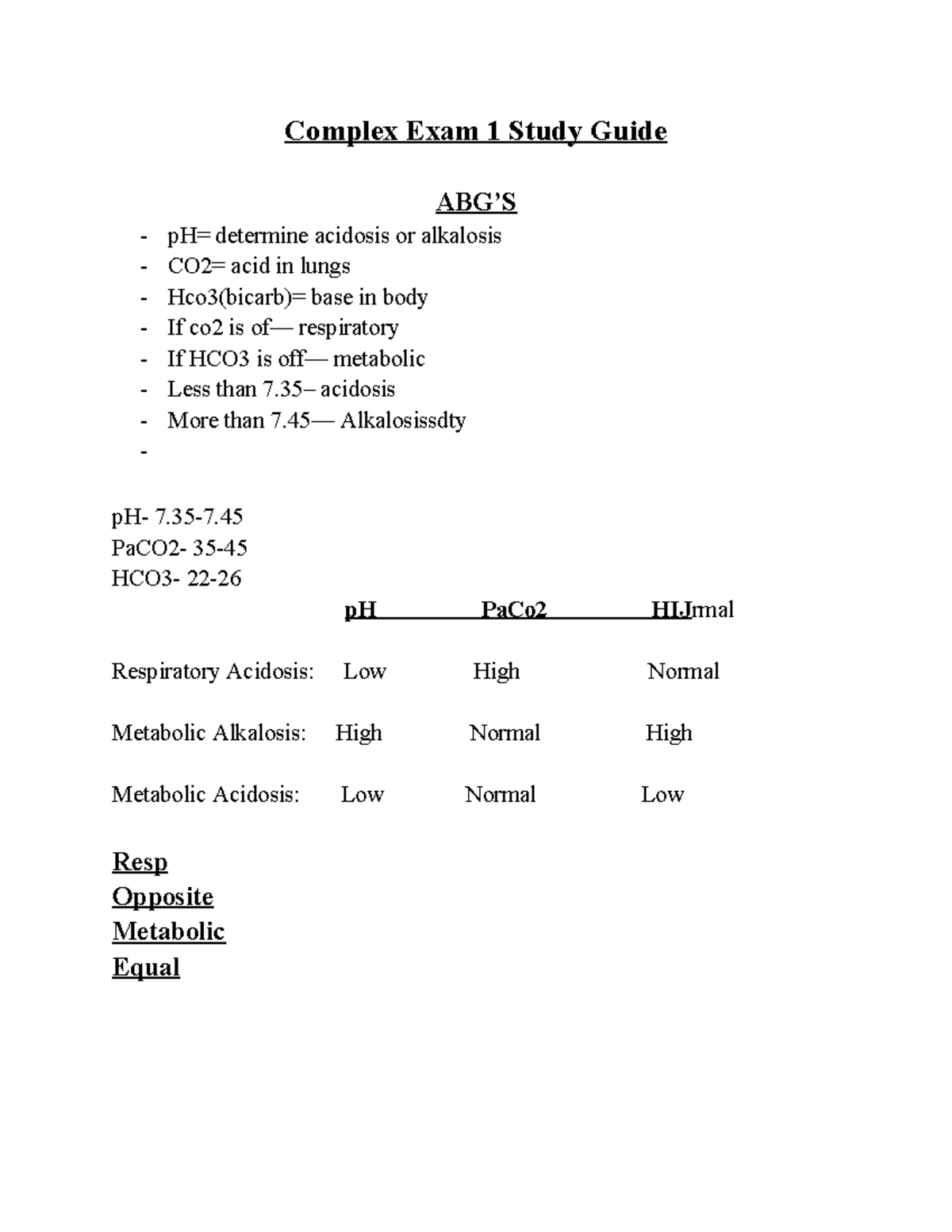 Complex Exam 1 Study Guide for Advanced Health Concepts - Studocu