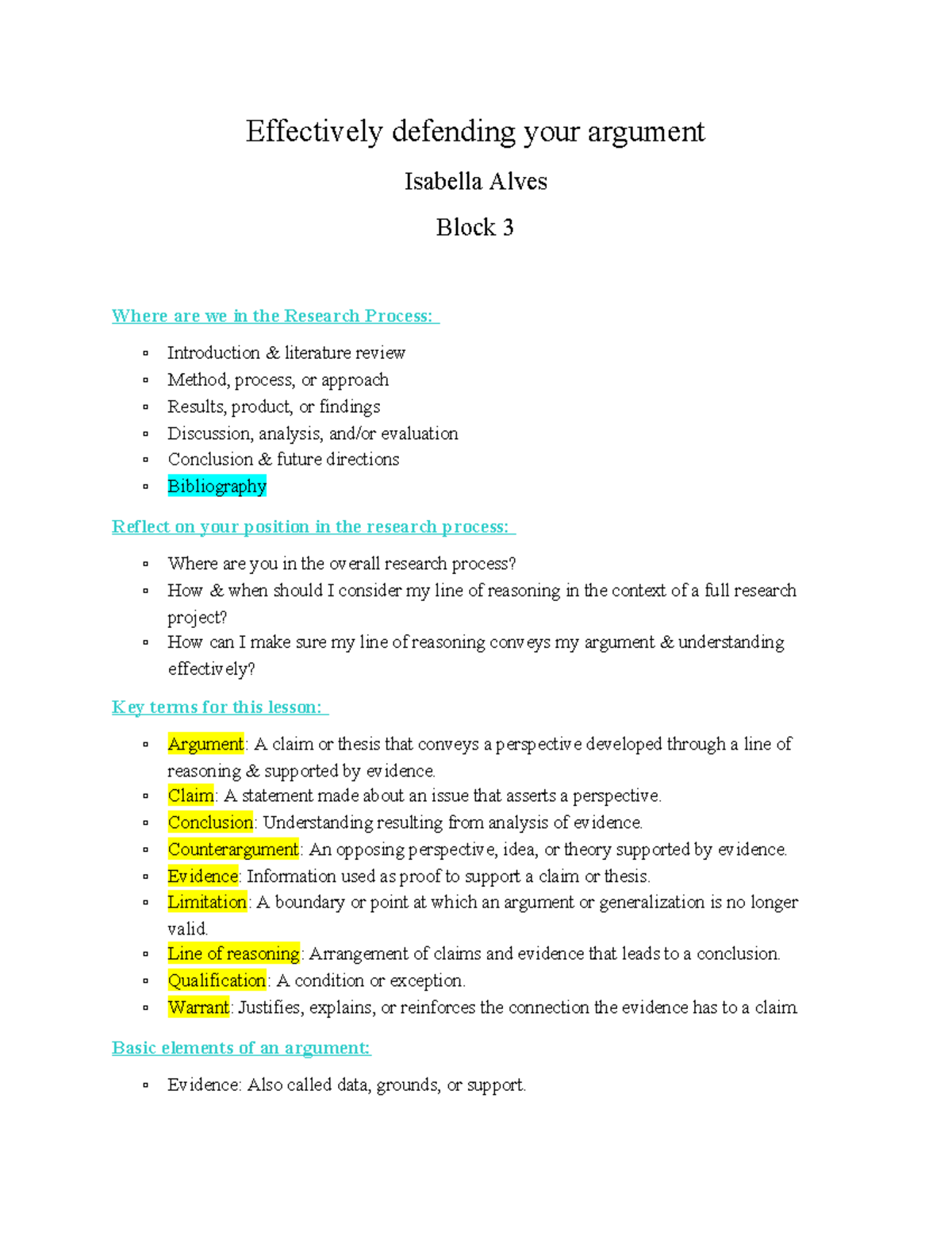 Defending Your Argument: Research Process Insights (Block 3) - Studocu
