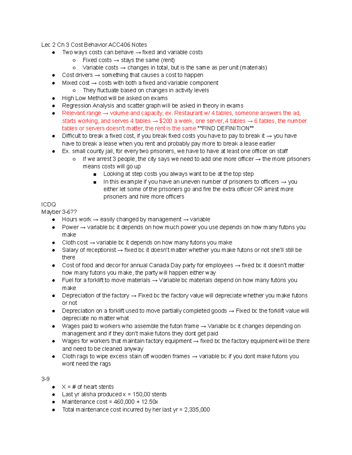 ACC406 Lec 2 - Chapter 3 Cost Behavior Notes - Studocu