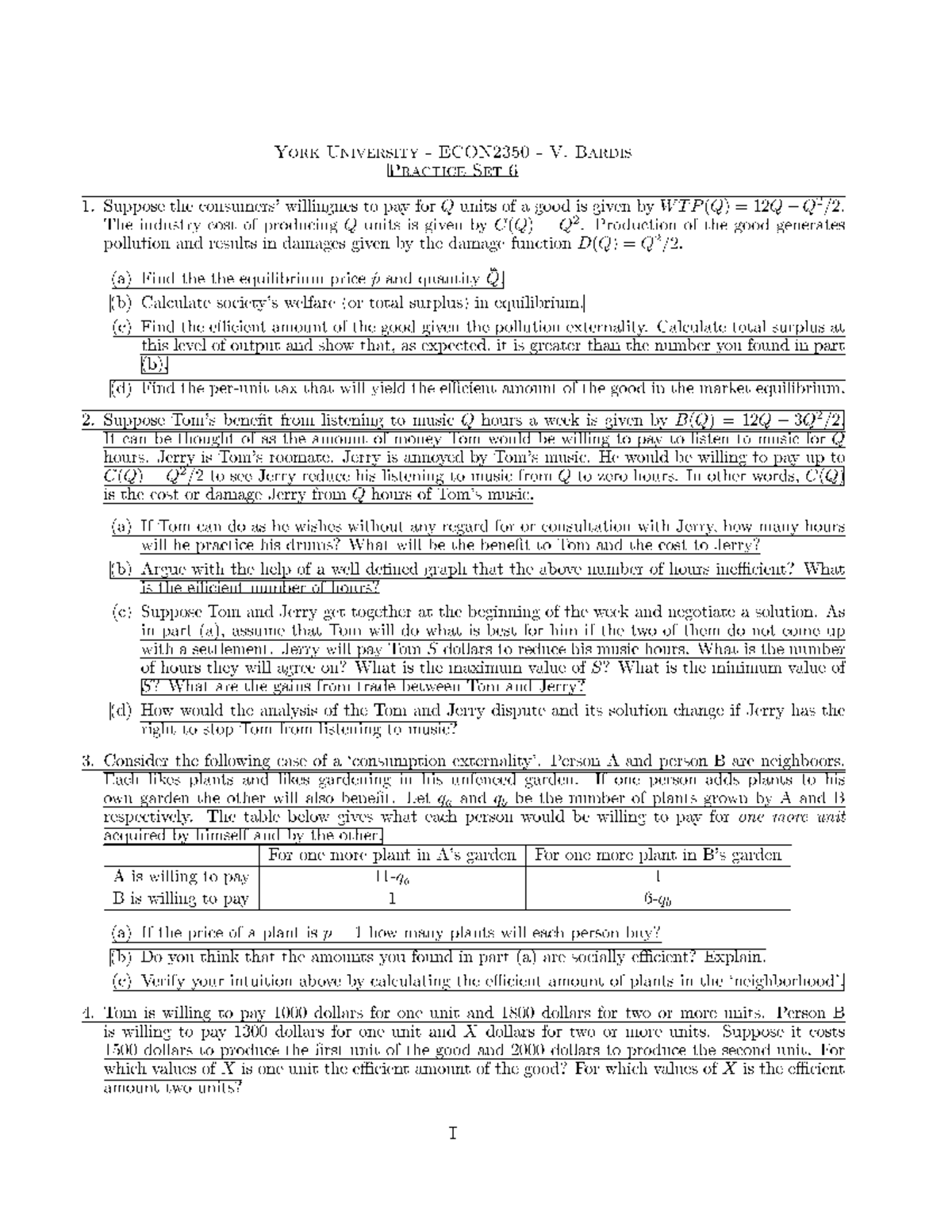 Practice Set 6 - Intermediate Microeconomic Theory II: Problem ...