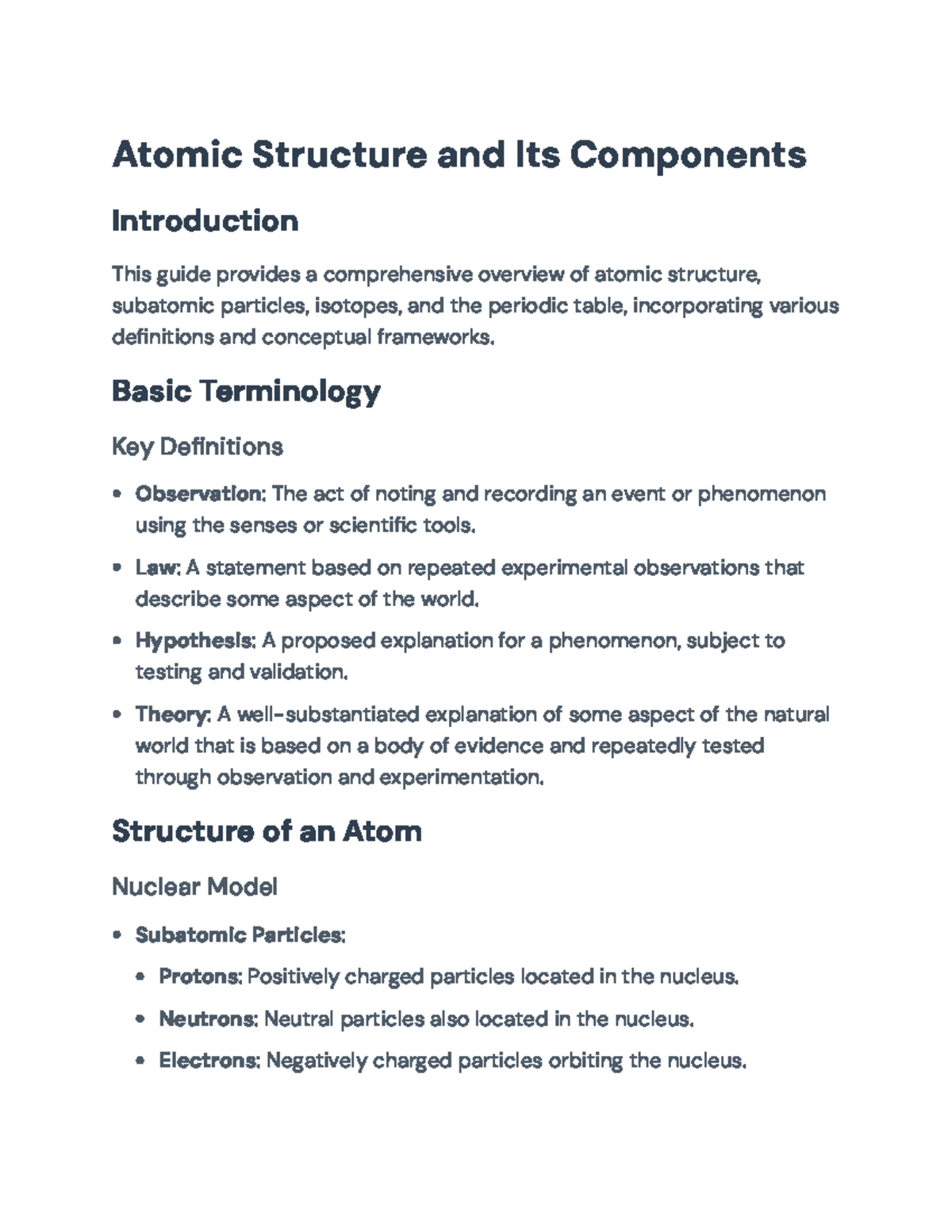Overview of Atomic Structure & Subatomic Particles (CHEM101) - Studocu