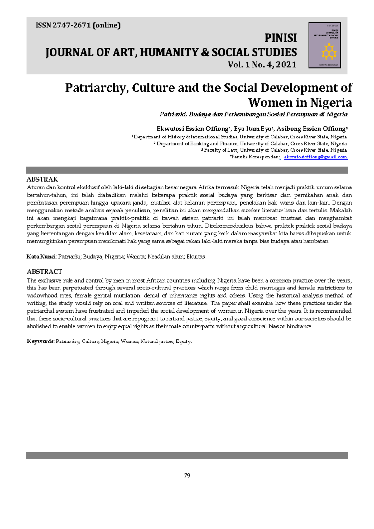 Analysis of Patriarchy and Women's Social Development in Nigeria - Studocu