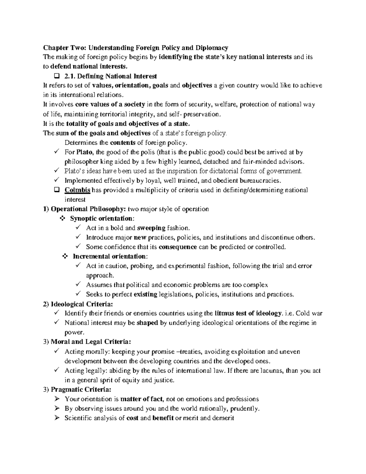 Global T. Exam - Chapter 2: Understanding Foreign Policy & Diplomacy ...