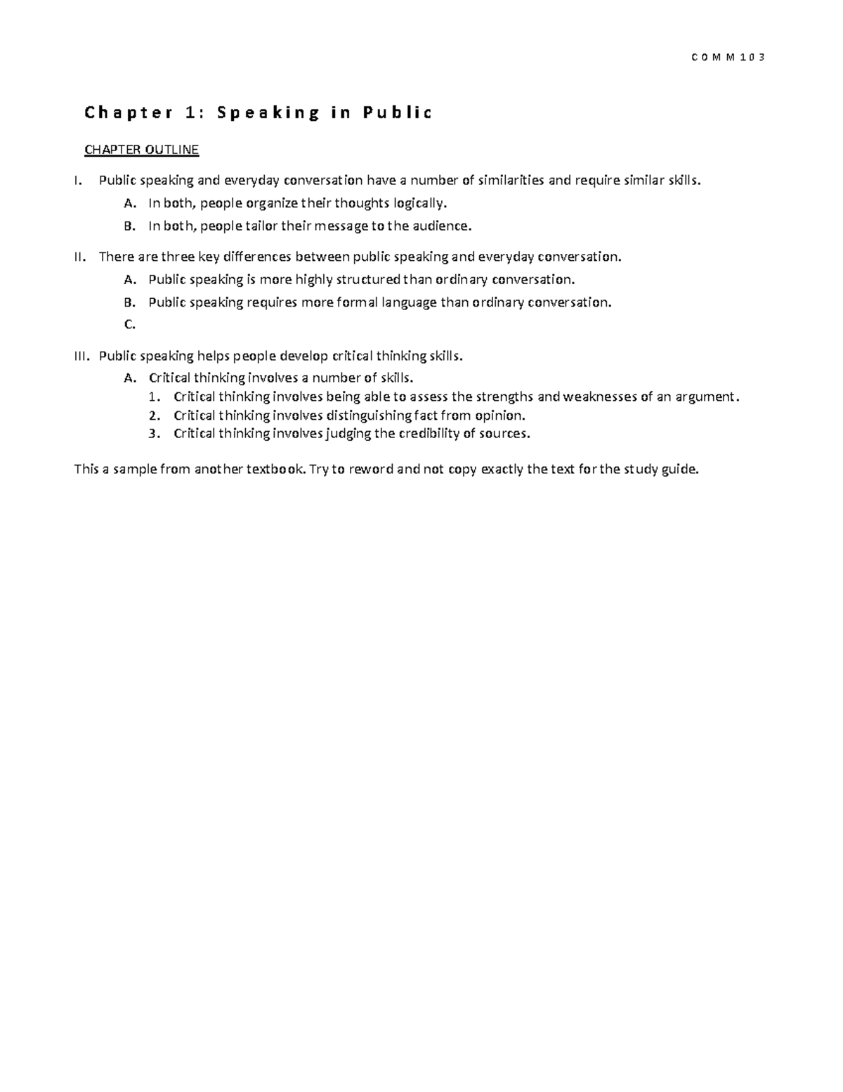 COMM103 Chapter 1: Overview of Public Speaking Skills - Studocu