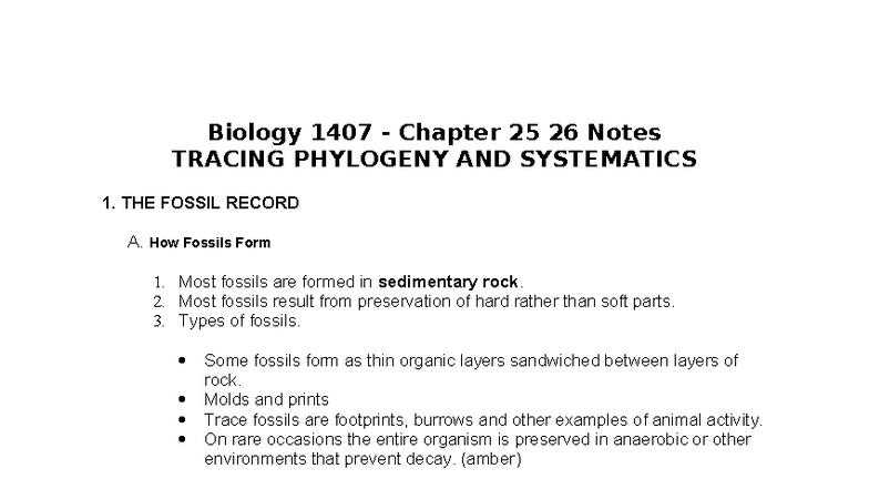 Biology 1407 Chapter 25 & 26 Notes: Phylogeny & Systematics Study Guide ...