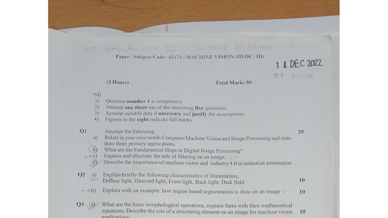 BE Computer Sem VII Machine Vision Choice Paper (42173) - QP 15546 ...