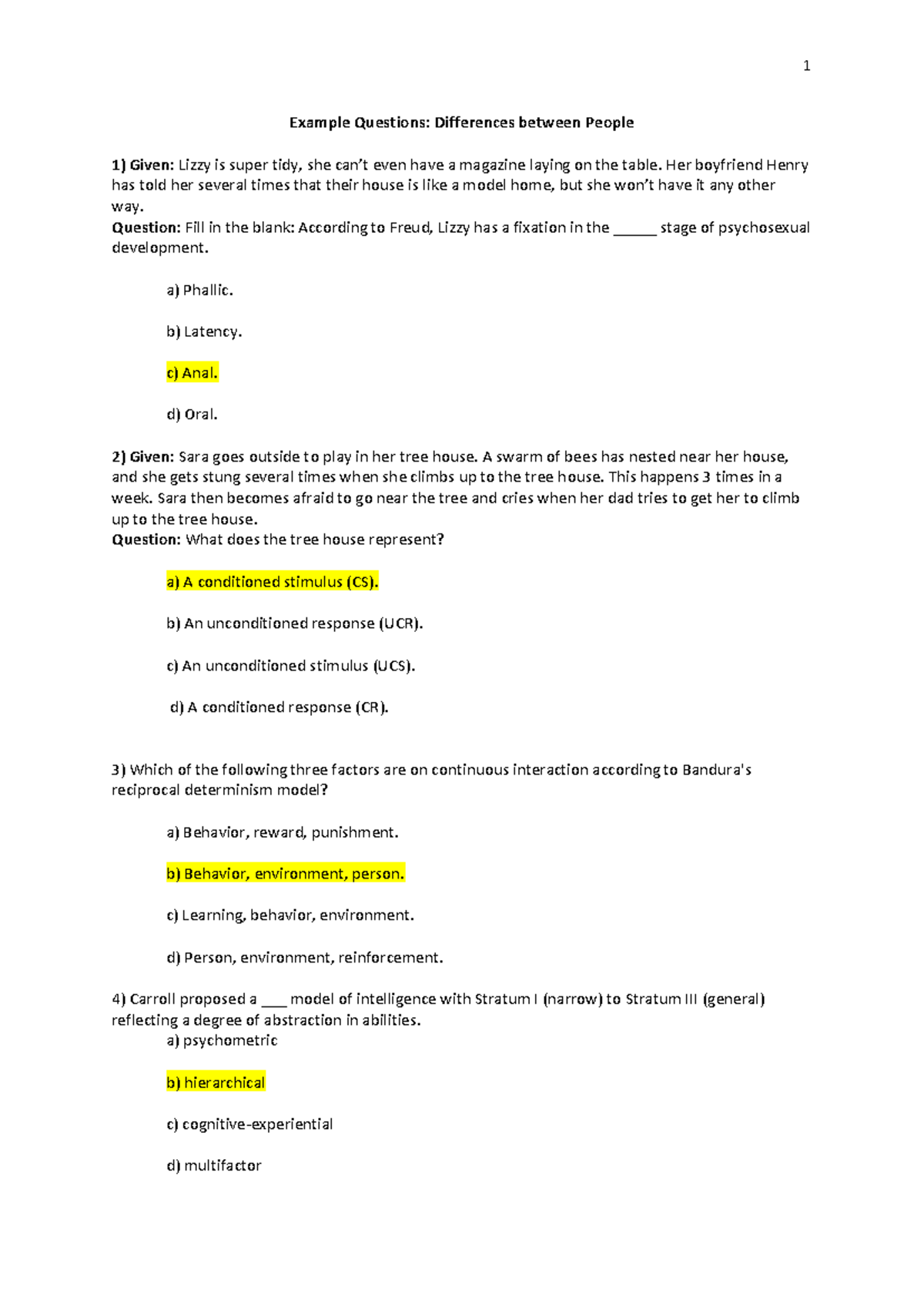Psychology Exam Q&A - Example Questions with Answers - Studeersnel