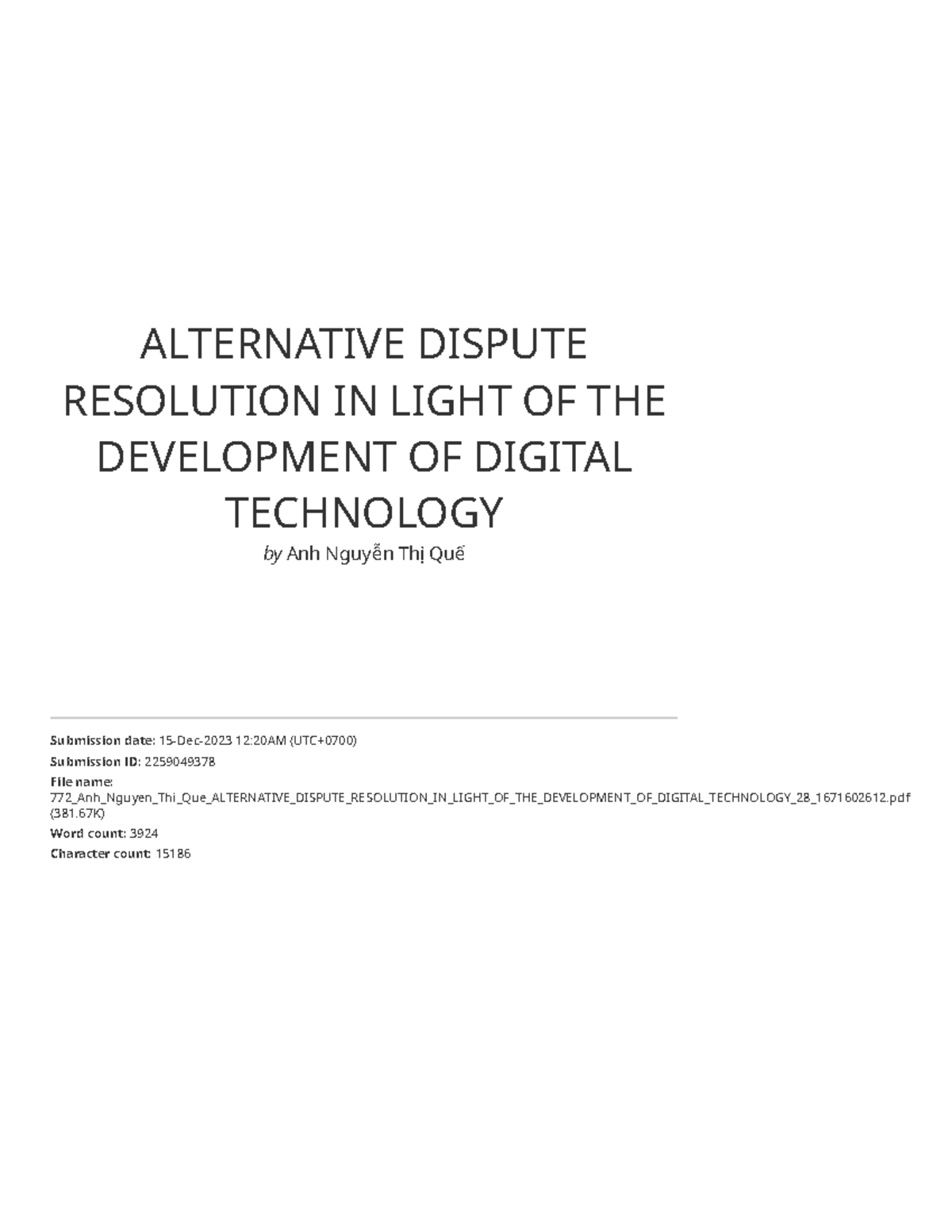 Alternative Dispute Resolution & Digital Tech Development: An Overview ...
