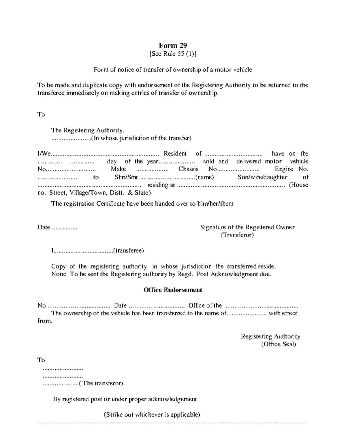 Form29 - gfj - Form 29 [See Rule 55 (1)] Form of notice of transfer of ...
