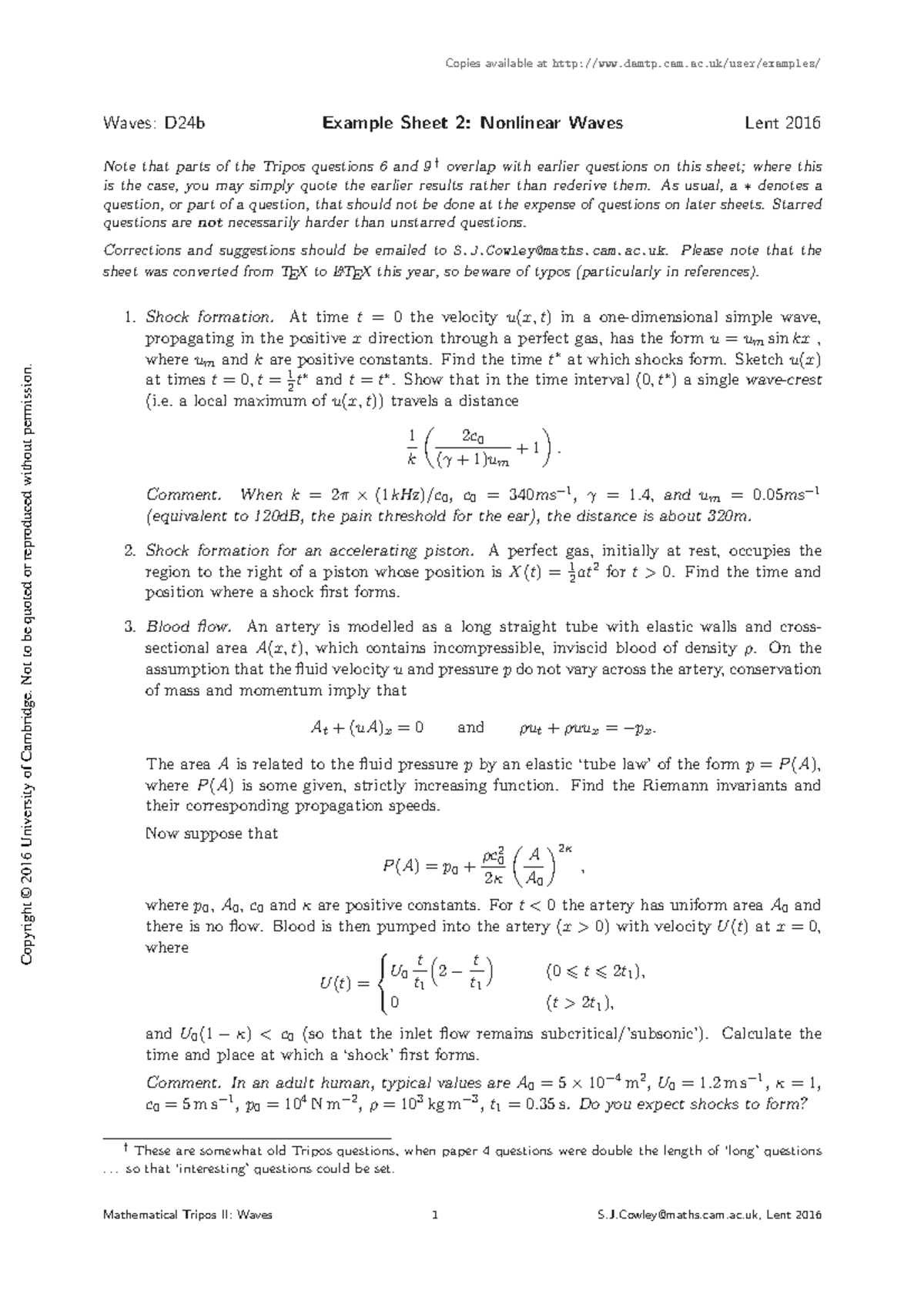 Tutorial work - 2 - Example sheet - Copyright © 2016 University of ...