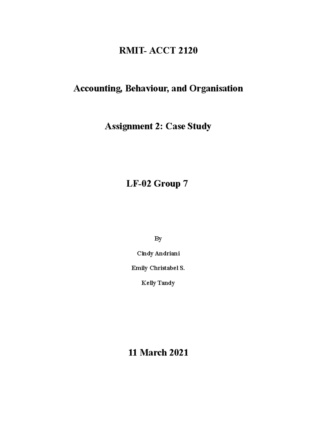 ACCT 2120 Assignment 2: Case Study on Mountain Spring's Performance ...