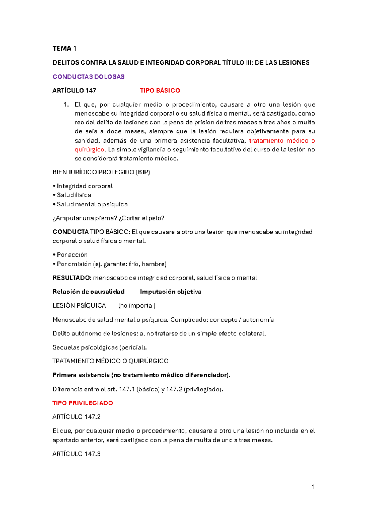 TEMA 1: Delitos Contra la Salud e Integridad Corporal - Apuntes Míos ...