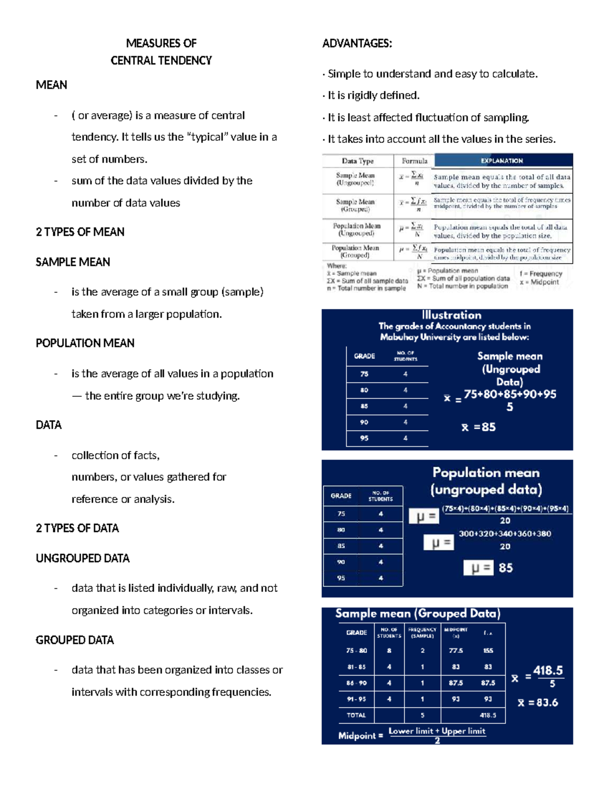 MEASURES OF CENTRAL TENDENCY AND VARIABILITY: A STUDY GUIDE - Studocu