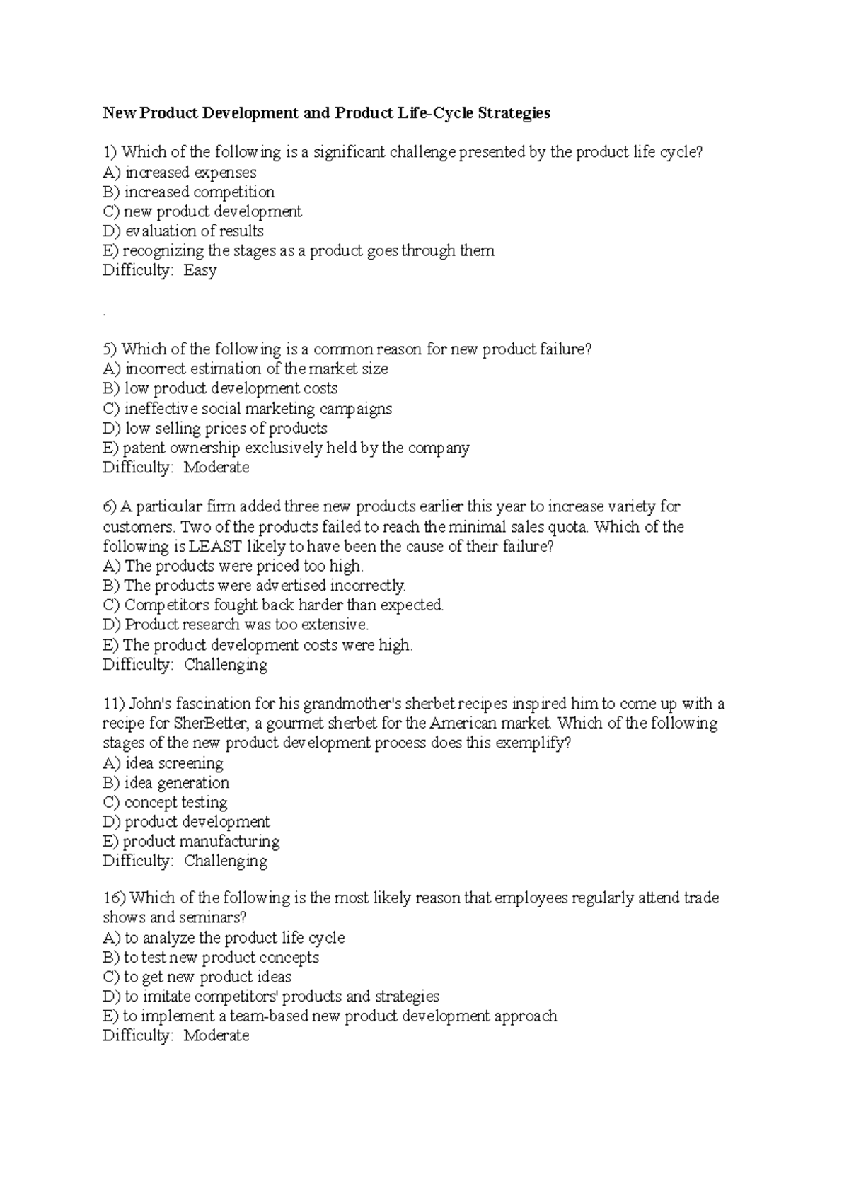NPD & PLC Strategies: Sample Exam 7 Aug 2017 Questions & Answers - Studocu