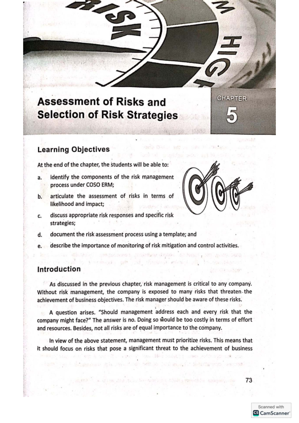 Chapter 5 - Assessment of Risks & Selection of Risk Strategies (BUS 101 ...