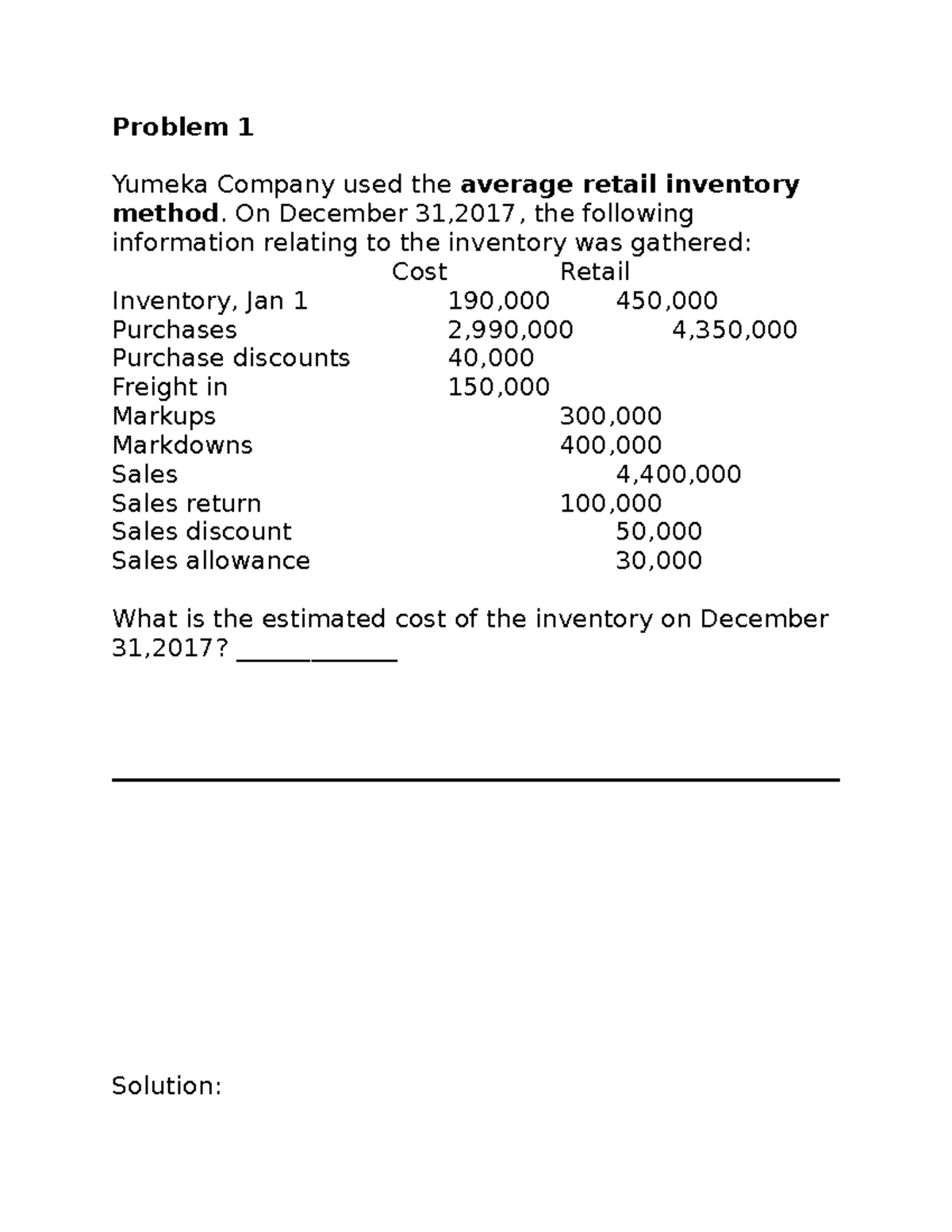 Retail Inventory Method Quiz 101: Comprehensive Answers Included - Studocu