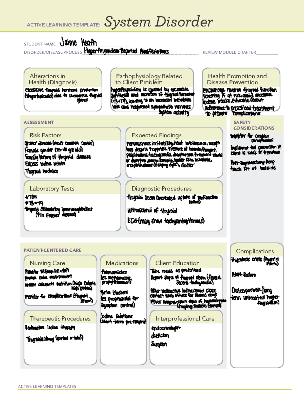 System Disorder Template (10) - ACTIVE LEARNING TEMPLATES System ...