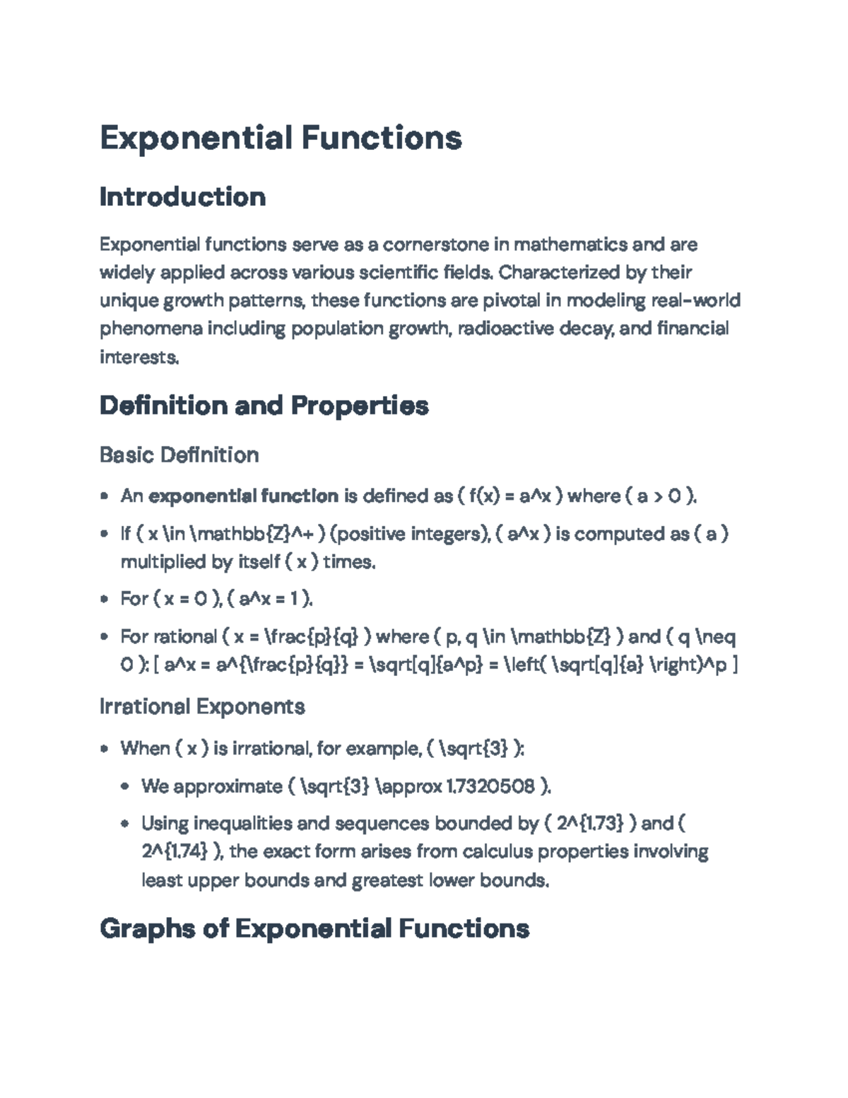 Exponential Functions: Definition, Properties, and Applications ...