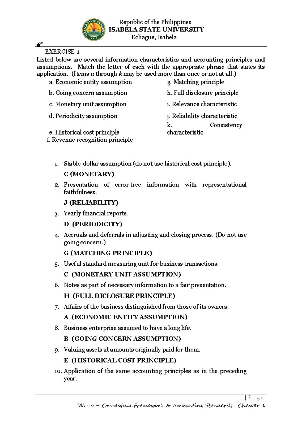MA 112 - Final Exam Answers Key for Financial Accounting Principles ...
