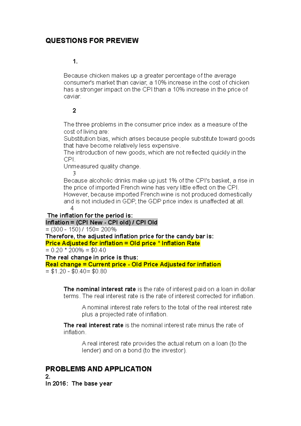 123 - Final Exam Review: Consumer Price Index & Inflation Analysis ...