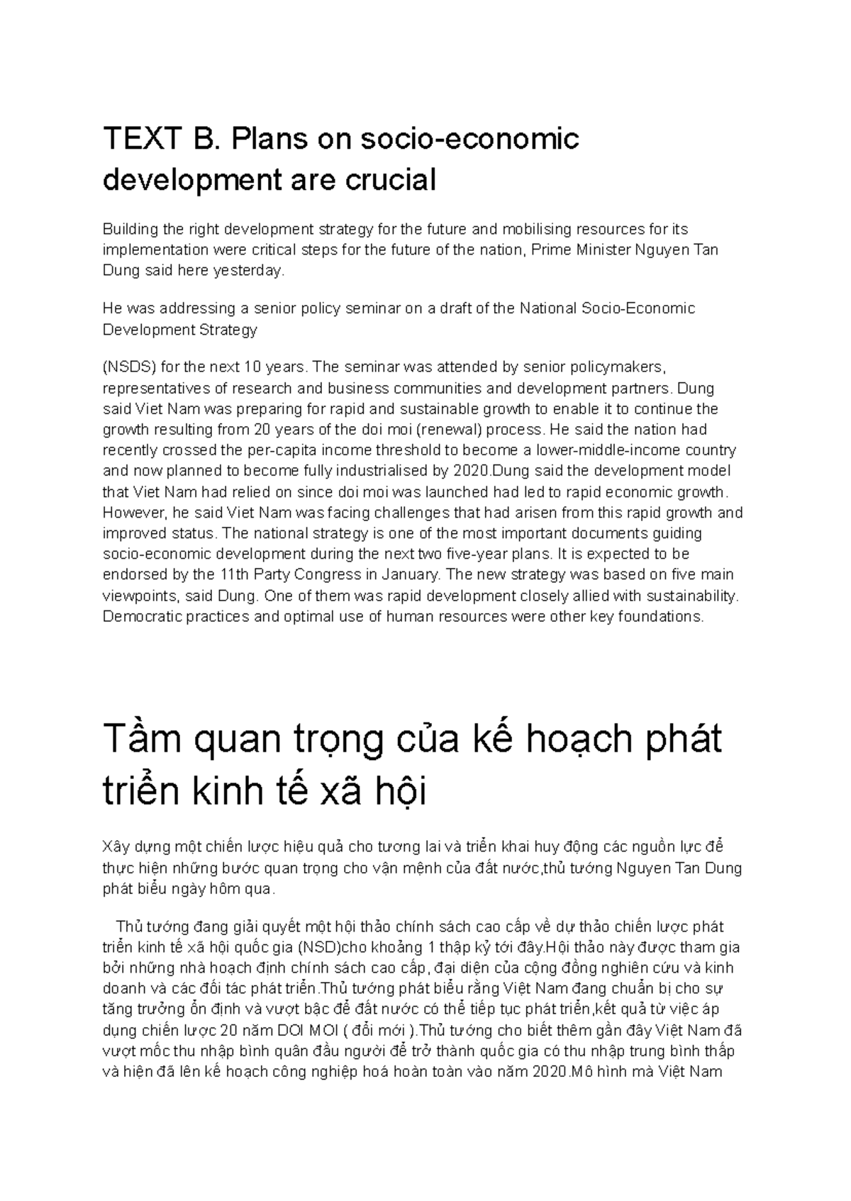 NSDS 2023: Building Vietnam's Development Strategy for the Future - Studocu